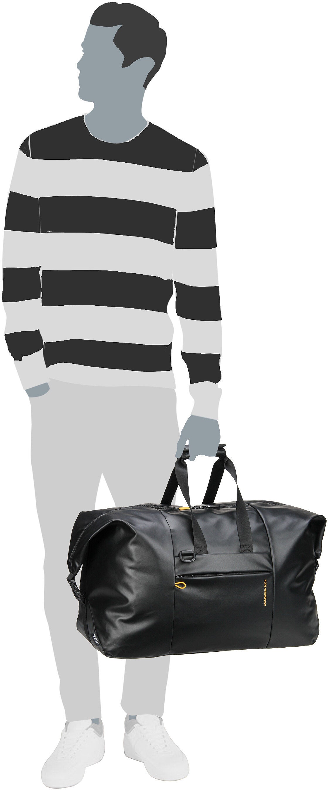 Mandarina Duck Eco Coated Duffle OSB02 Duck Yellow Dufflebag – Vista Silueta