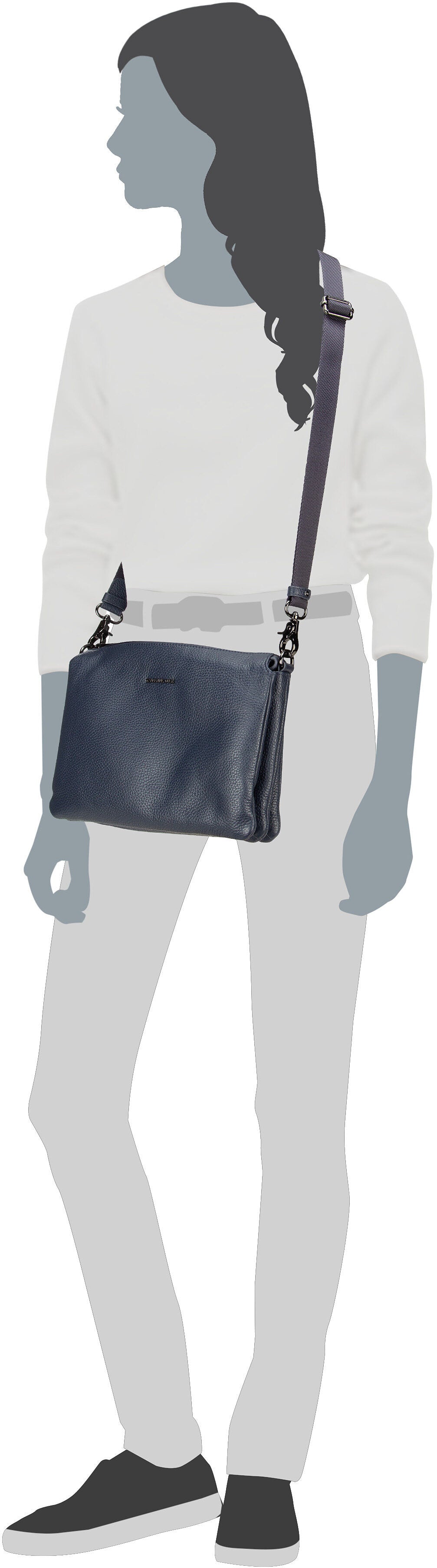 Mandarina Duck Mellow Leather FZT12 Warm Taupe Bolso bandolera – Vista Silueta