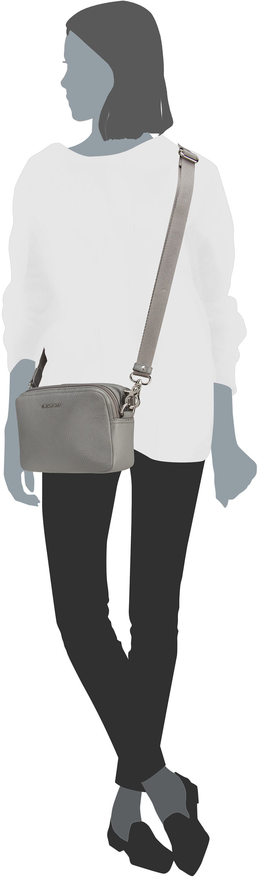 Mandarina Duck Mellow Leather FZT13 Warm Taupe Bolso bandolera – Vista Silueta