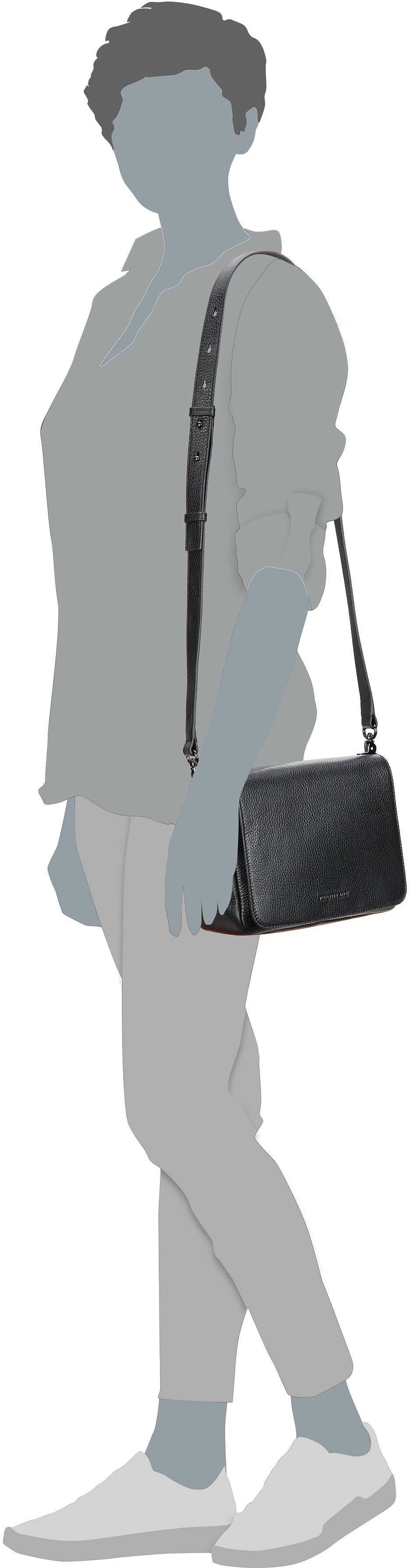 Mandarina Duck Mellow Leather Hunting Bag FZT69 Warm Taupe Crossbody Bag – Silhouette View