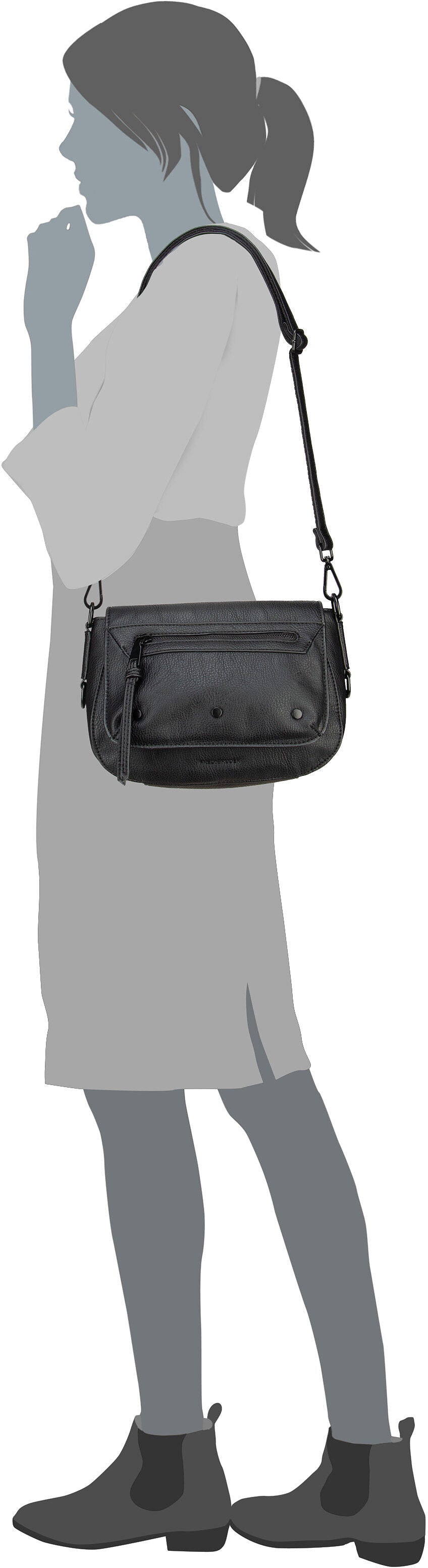 Fredsbruder Deep Dark 275-3756 Black/Black Borsa a tracolla – Vista Silhouette