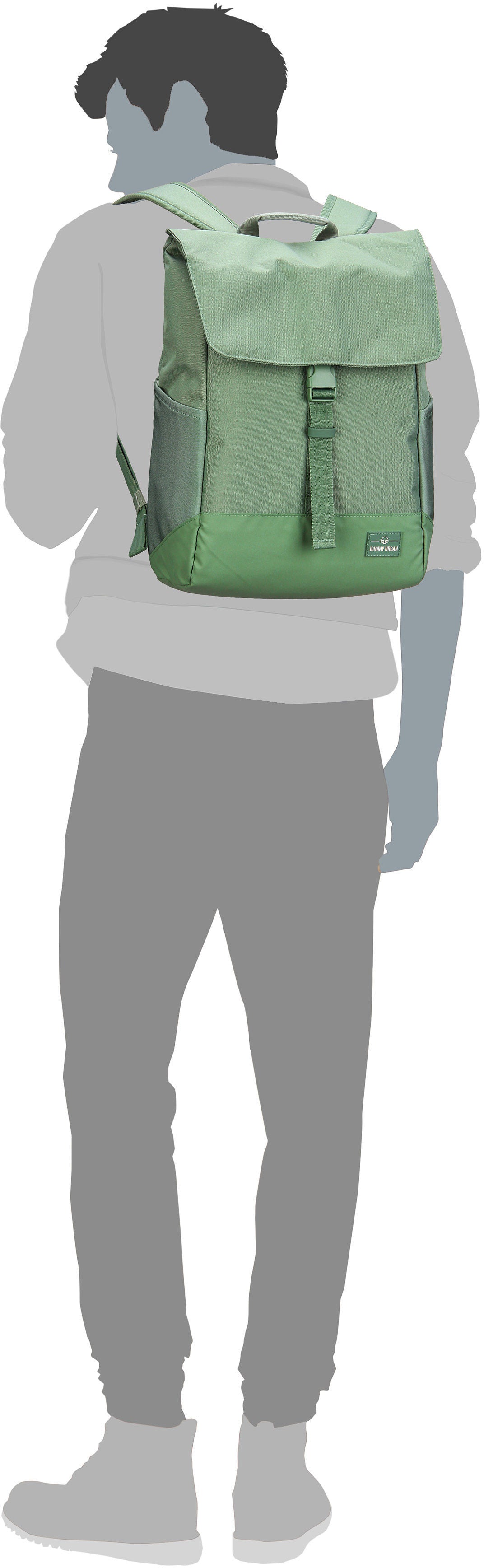 Johnny Urban Mika Sand-Grau Backpack – Silhouette View