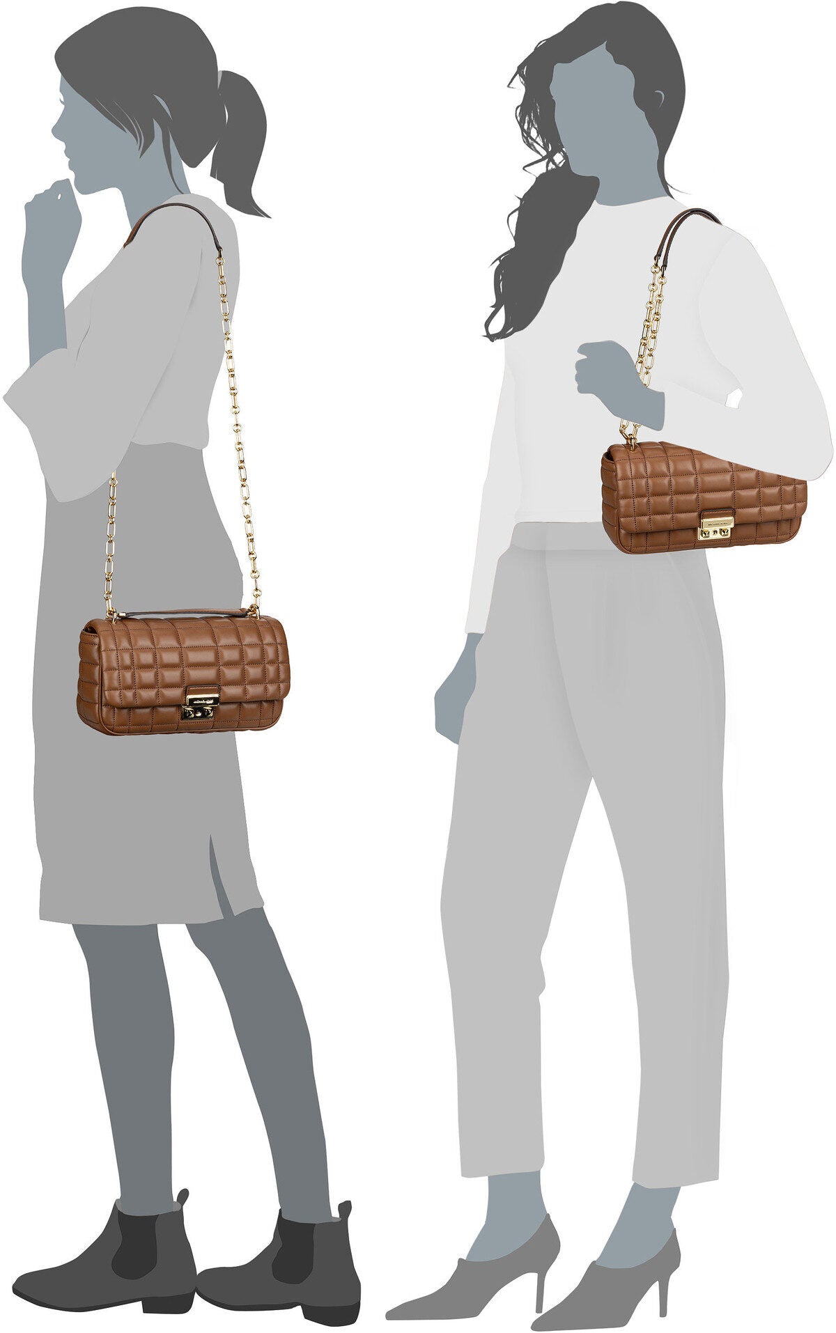 Michael Kors Tribeca LG Conv Chain Shoulder Costa Luggage Avondtas – Silhouetweergave