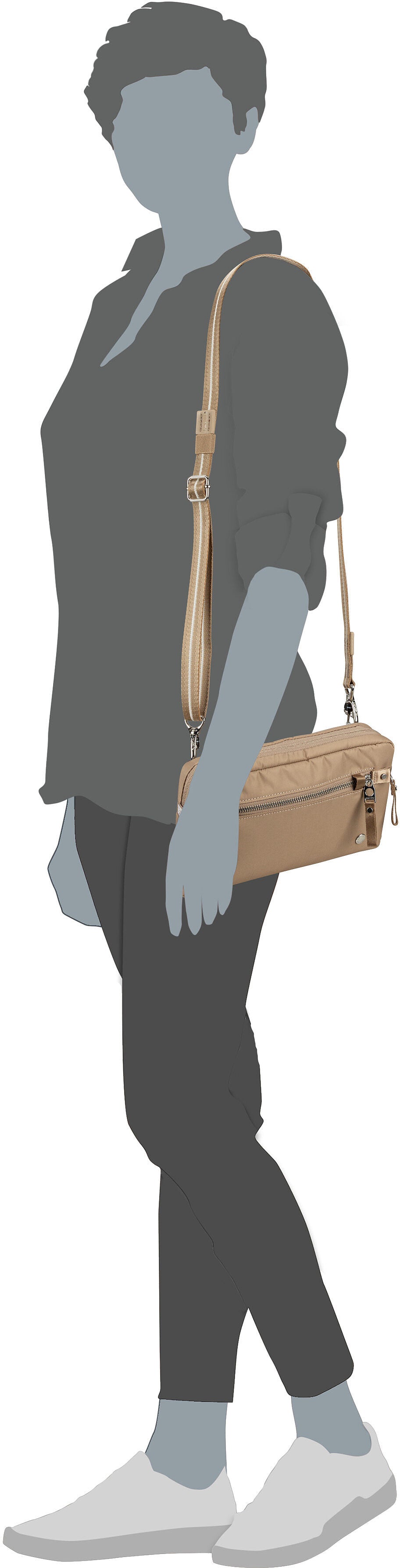 Pacsafe W 3-in1 Sling Black Crossbody Bag – Silhouette View