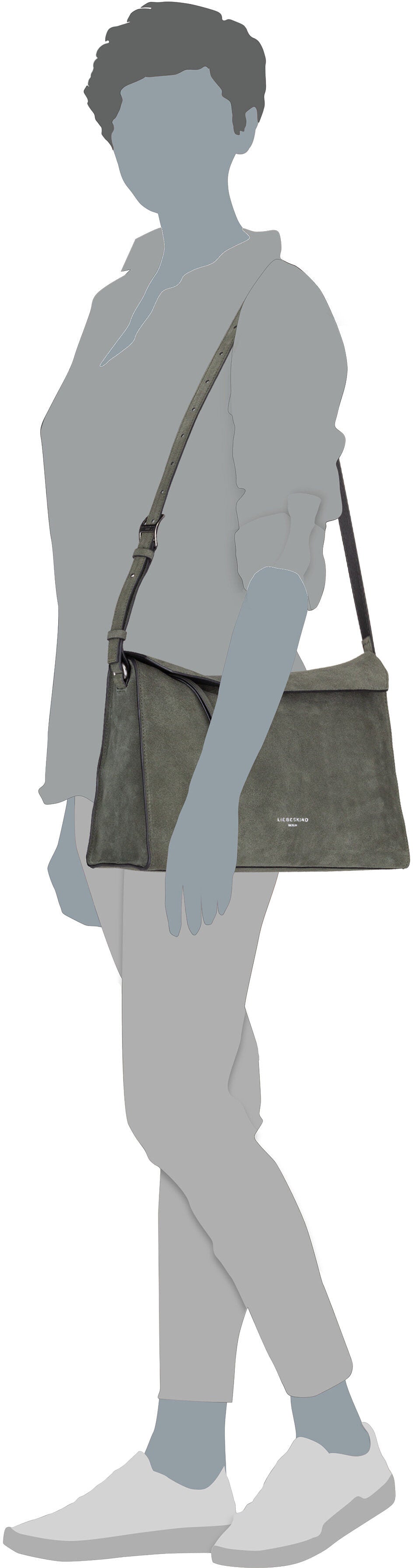 Liebeskind Berlin Lora Suede 2151967 Stone Schoudertas – Silhouetweergave