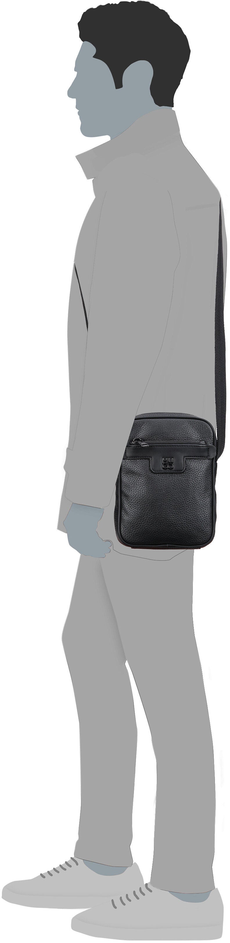 HUGO Nesh R NS Zip 50529484 Black Borsa a tracolla – Vista Silhouette