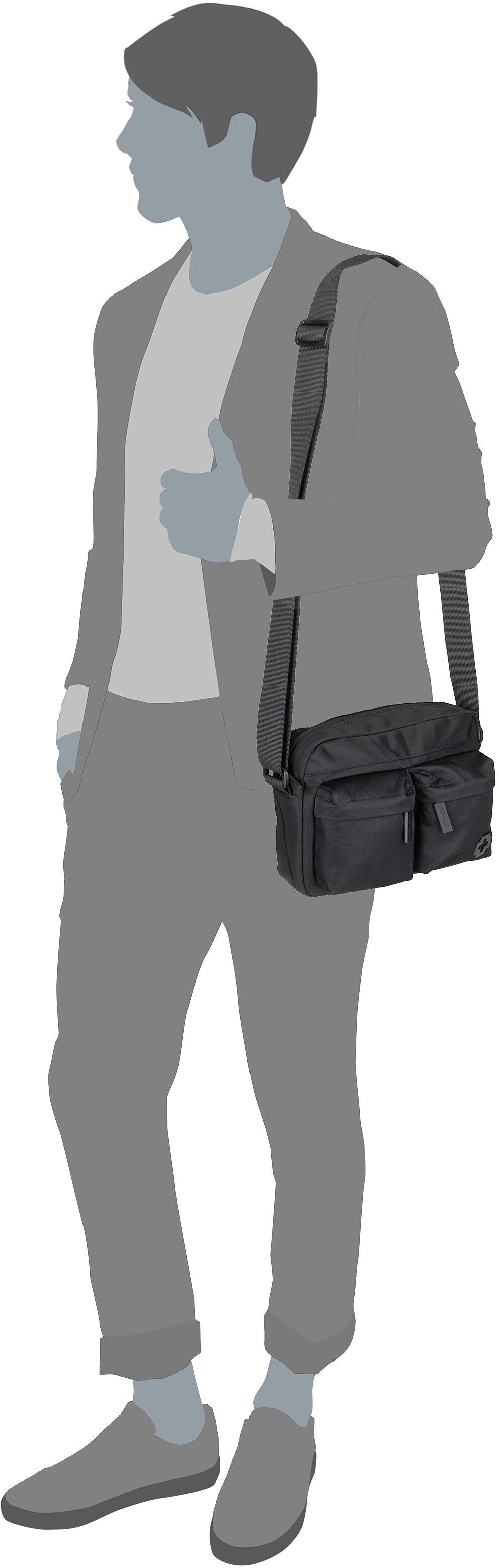 Strellson Wood Street Odd SHZ Khaki Bolso bandolera – Vista Silueta