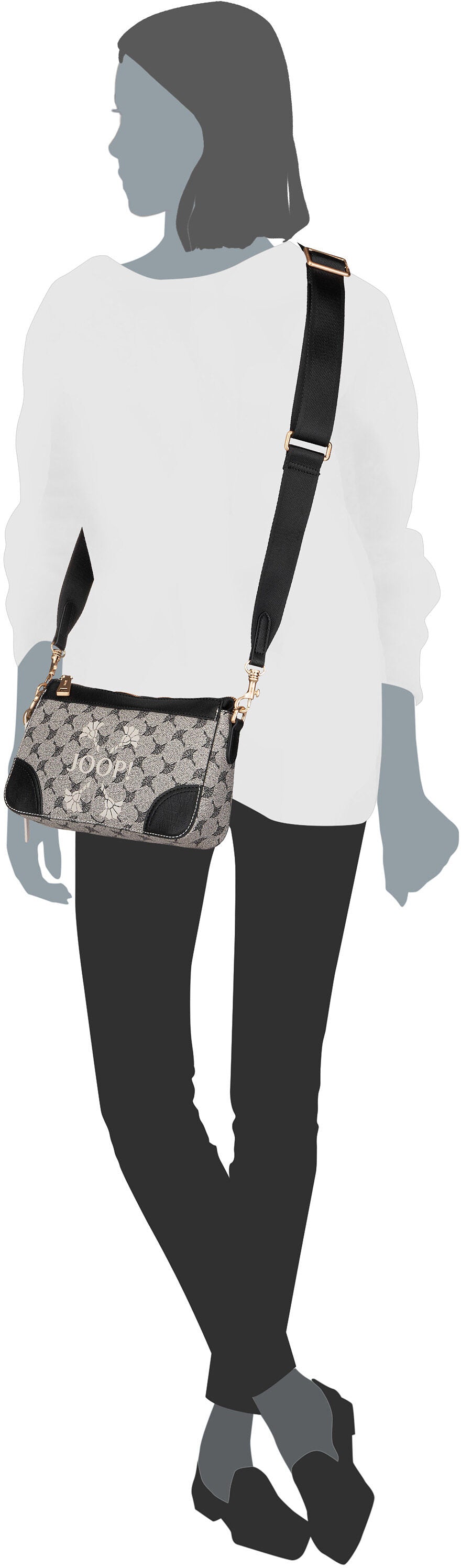 Joop Mazzolino Chiaro Jasmina SHZ Black Crossbody Bag – Silhouette View