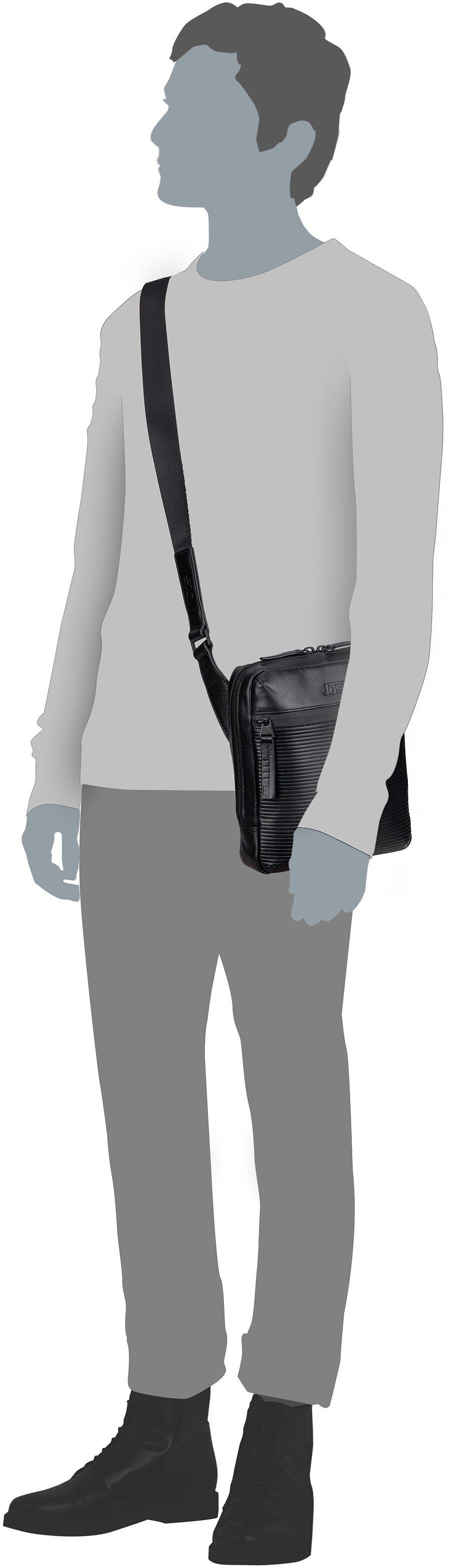 Jost Aarhus Linea 9150 Schwarz Bolso bandolera – Vista Silueta