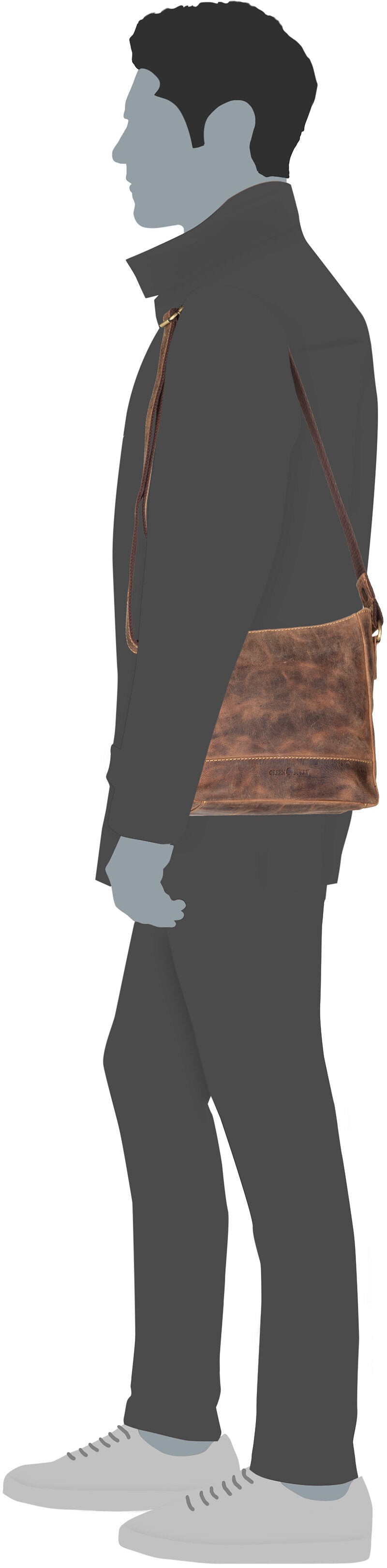 Greenburry Vintage 1532 Sattelbraun Bolso bandolera – Vista Silueta