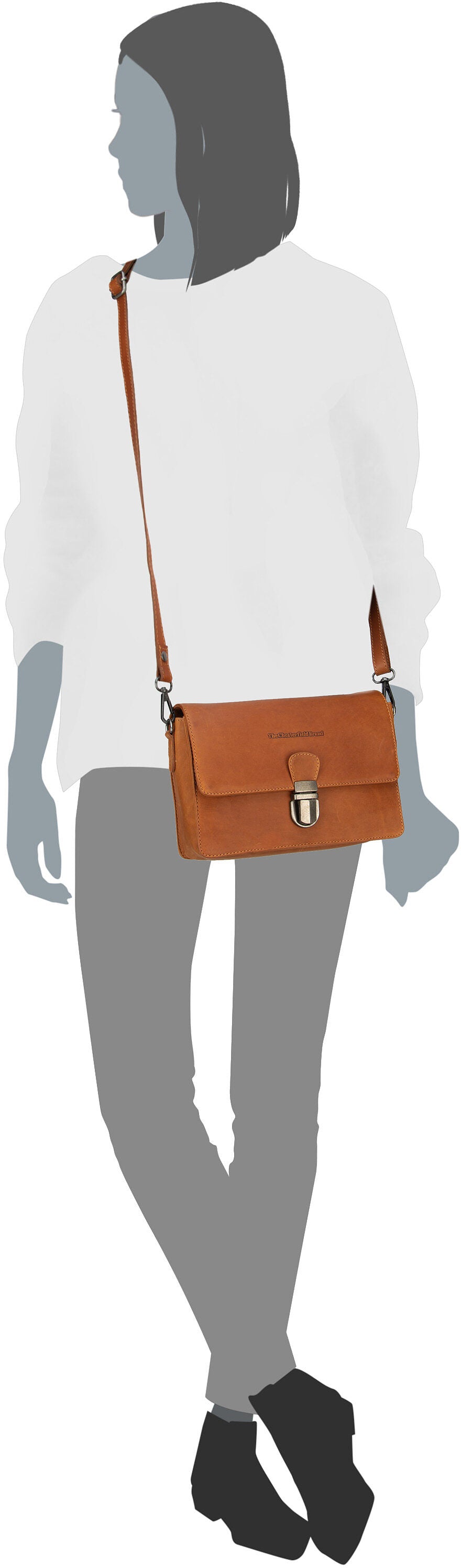 The Chesterfield Brand Lucca 1270 Cognac Borsa a tracolla – Vista Silhouette