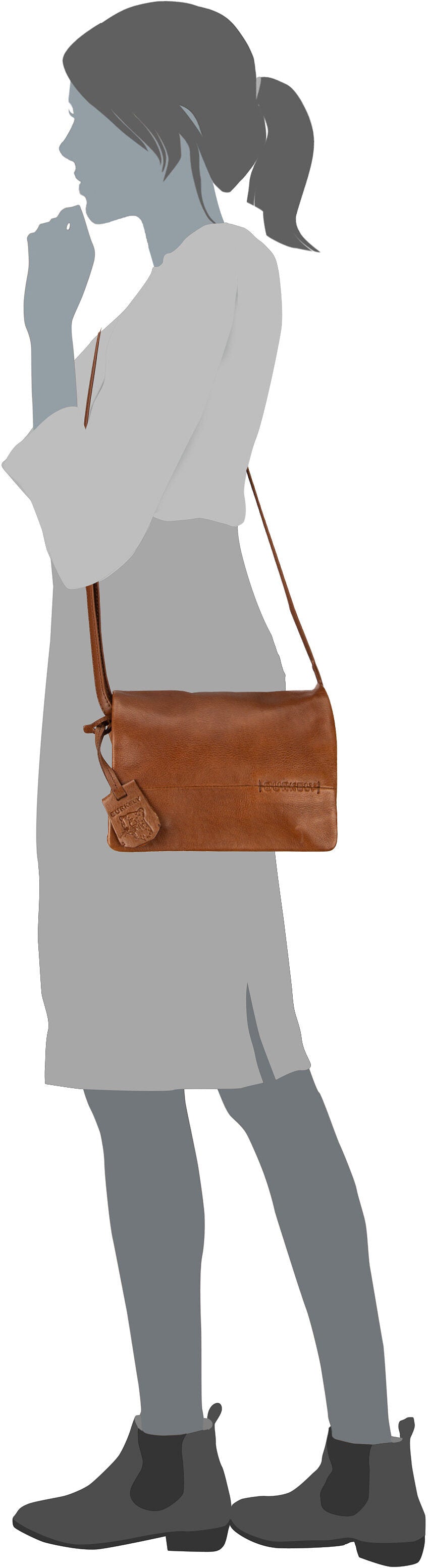 Burkely Natural Norah 1000815 Coco Cognac Bolso bandolera – Vista Silueta