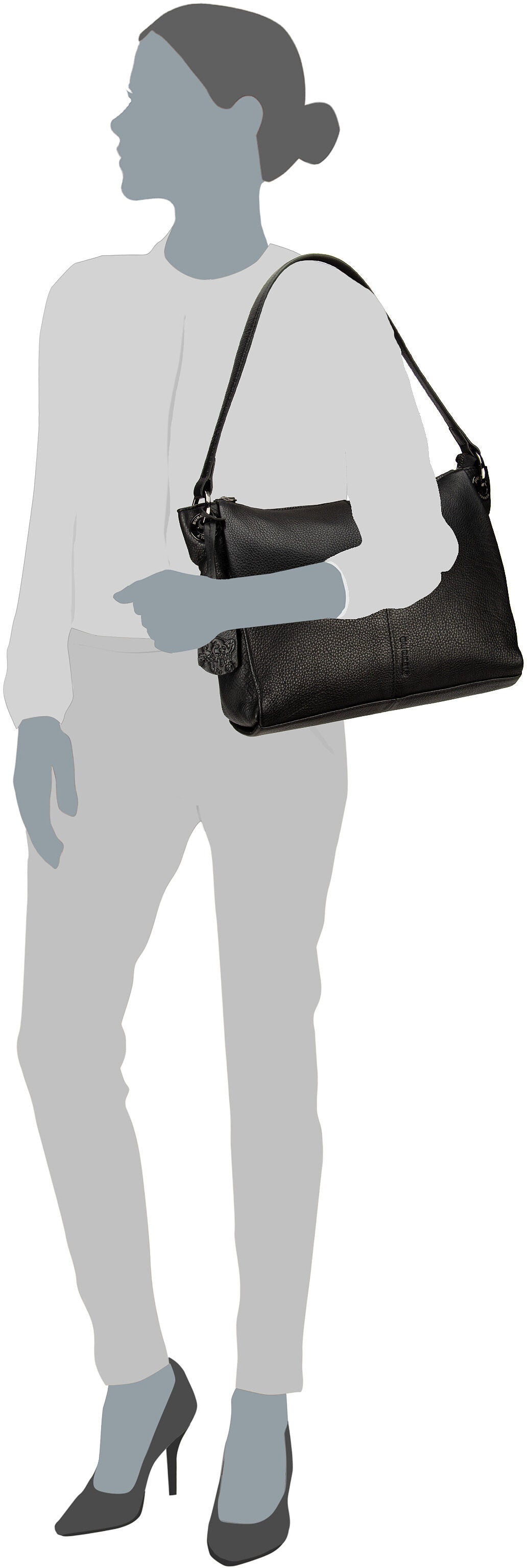 Burkely Radiant Raeven 1001008 Bonfire Black Bolso de hombro – Vista Silueta