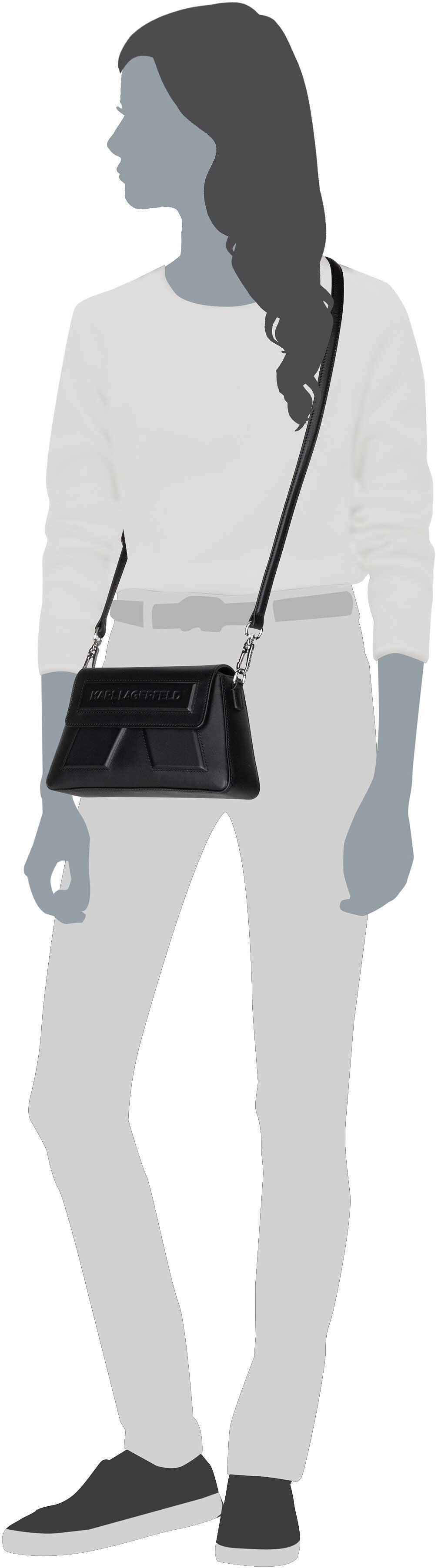 Karl Lagerfeld Ikon/K Soft 30155 Black Bolso bandolera – Vista Silueta