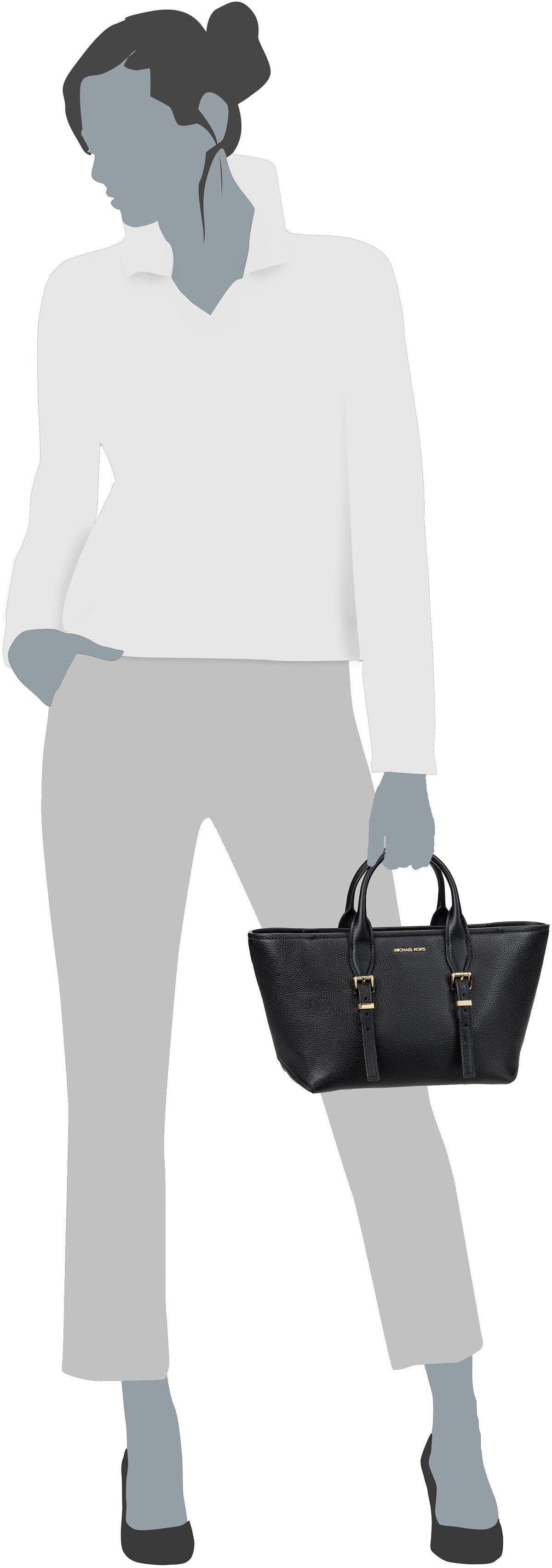 Michael Kors Moore SM Black Sac à poignée – Vue Silhouette