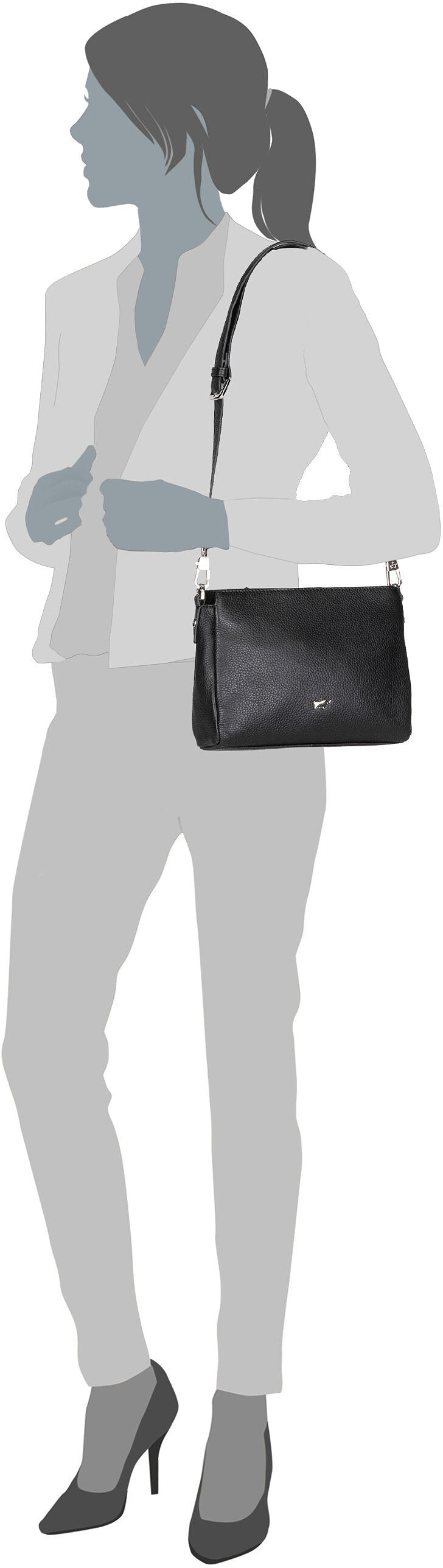 Braun Büffel Hanna RV Zip Schwarz Crossbody Bag – Silhouette View