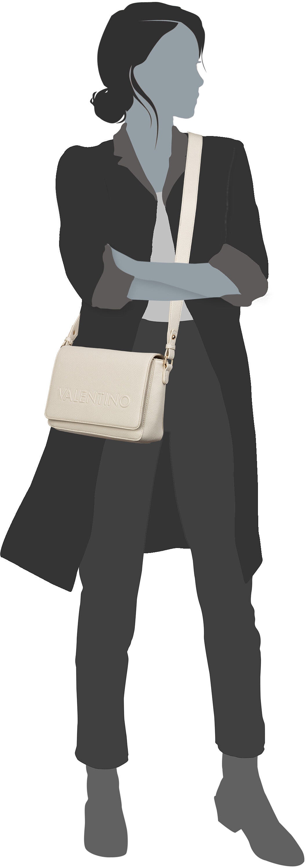 Valentino Rised RE P909 Ecru Borsa a tracolla – Vista Silhouette