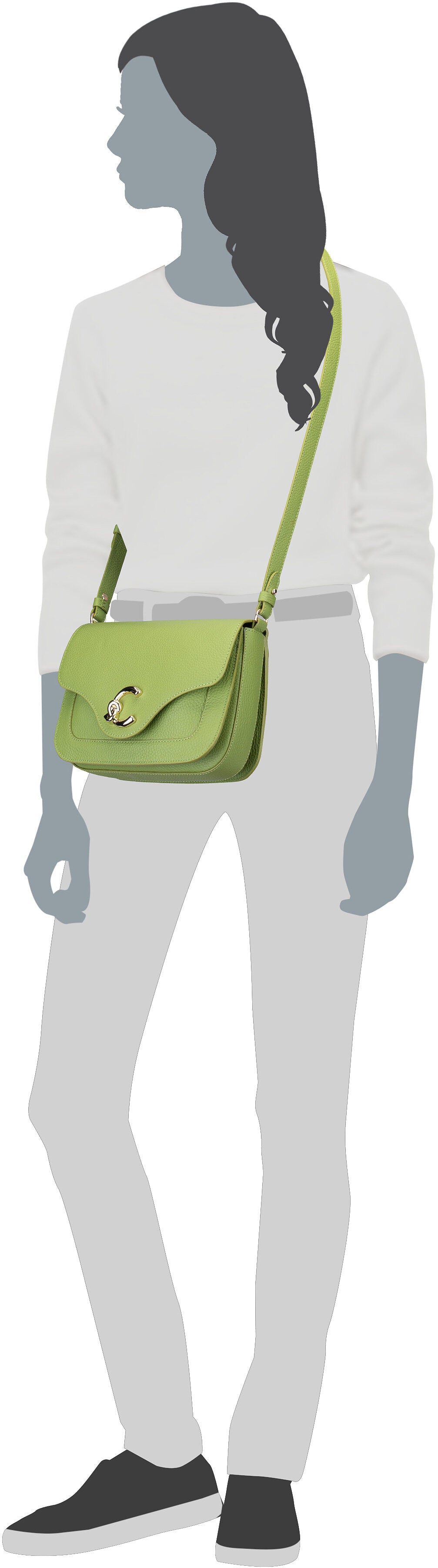 Coccinelle C-Me 1501 Guacamole Bolso bandolera – Vista Silueta