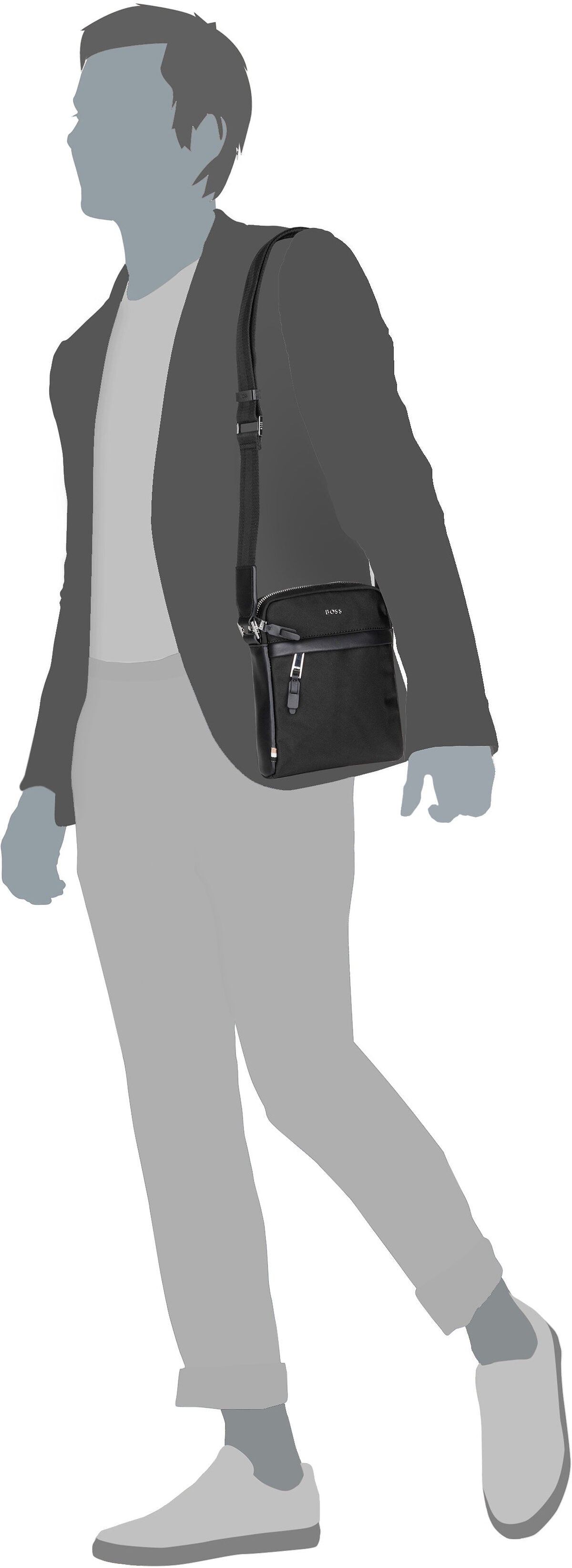 BOSS Highway NS Zip 50536491 Black Crossbody Bag – Silhouette View