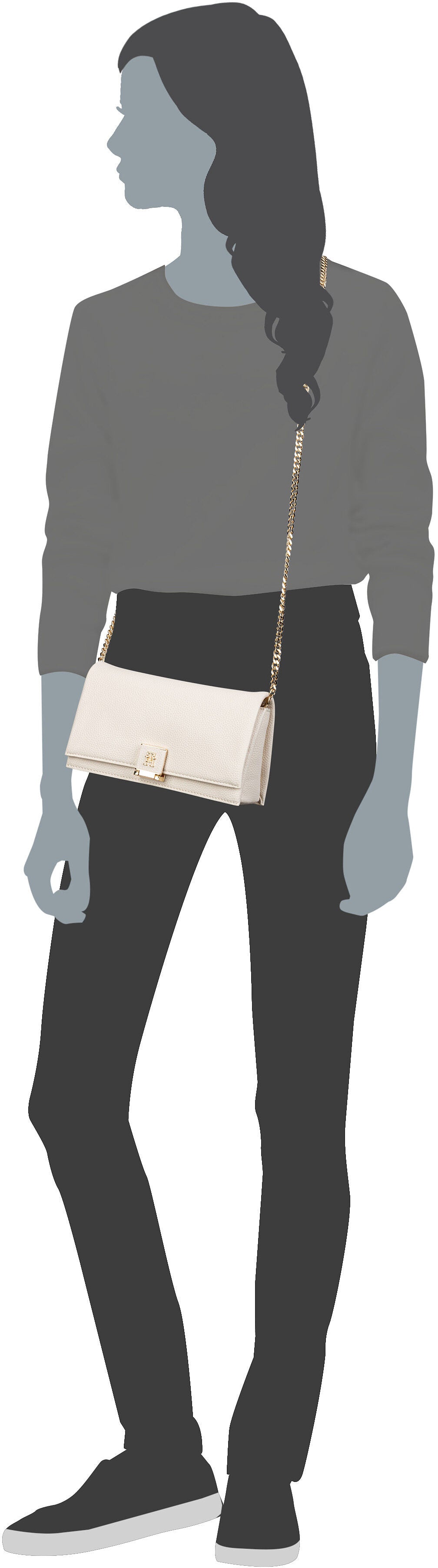 Tommy Hilfiger TH Her Flap With Chain 17403 SP25 Black Embrague – Vista Silueta