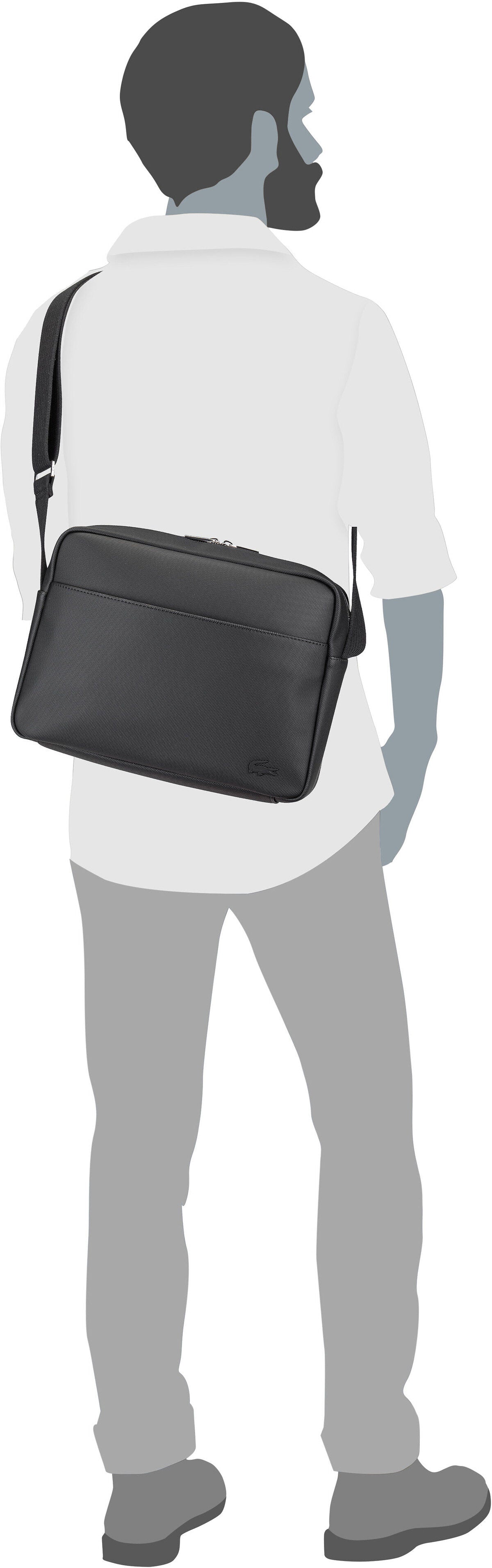 Lacoste Men`s Classic NH4859HC Noir Crossbody Bag – Silhouette View