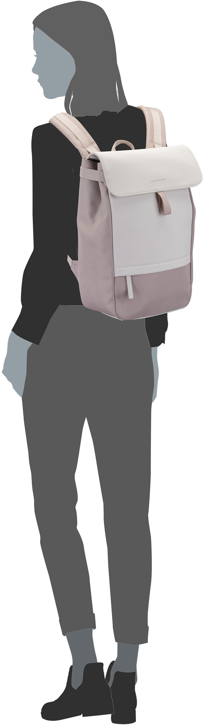 Kapten & Son Fyn All Black Mochila – Vista Silueta