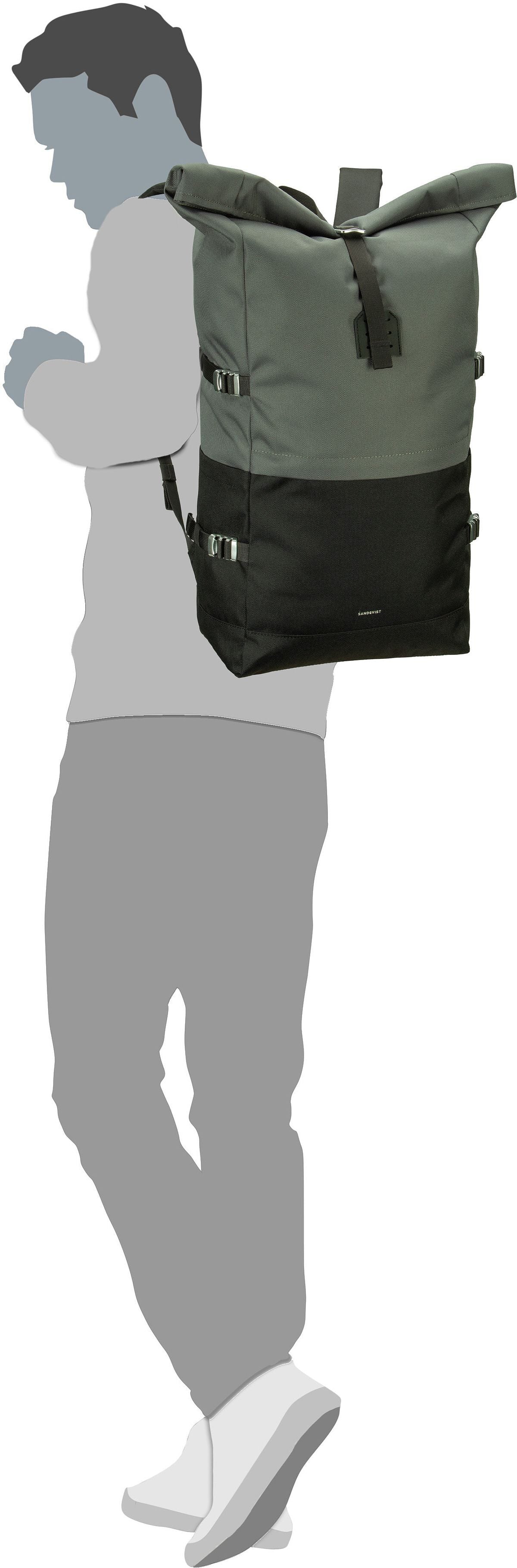 Sandqvist Icon BP L Dawn Green Rolltop Backpack – Silhouette View