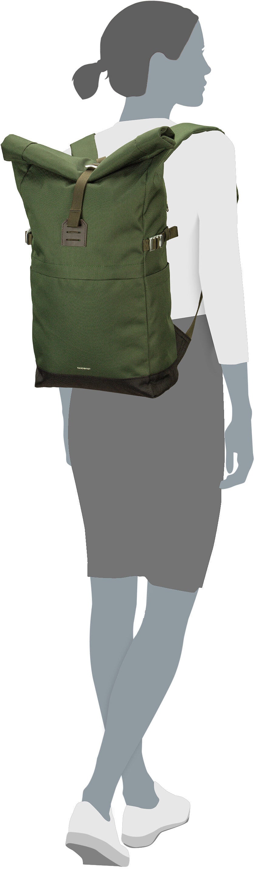 Sandqvist Icon BP M Navy Mochila enrollable – Vista Silueta