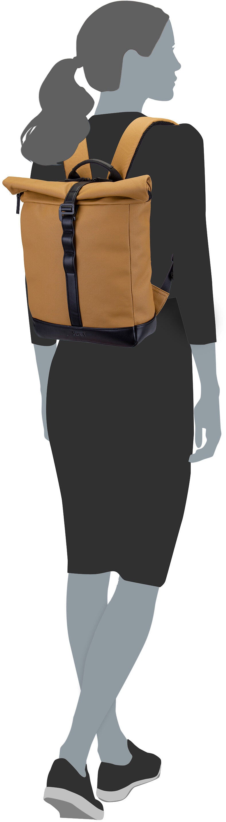 Jost Borgholm Courier S 5310 Schwarz Sac à dos à enroulement – Vue Silhouette