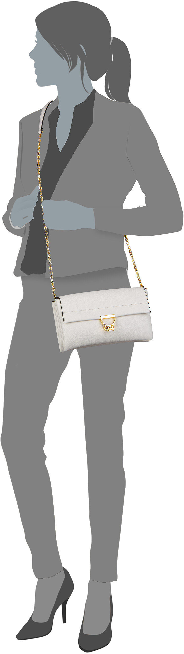 Coccinelle Arlettis1503 Blanco Bolso bandolera – Vista Silueta