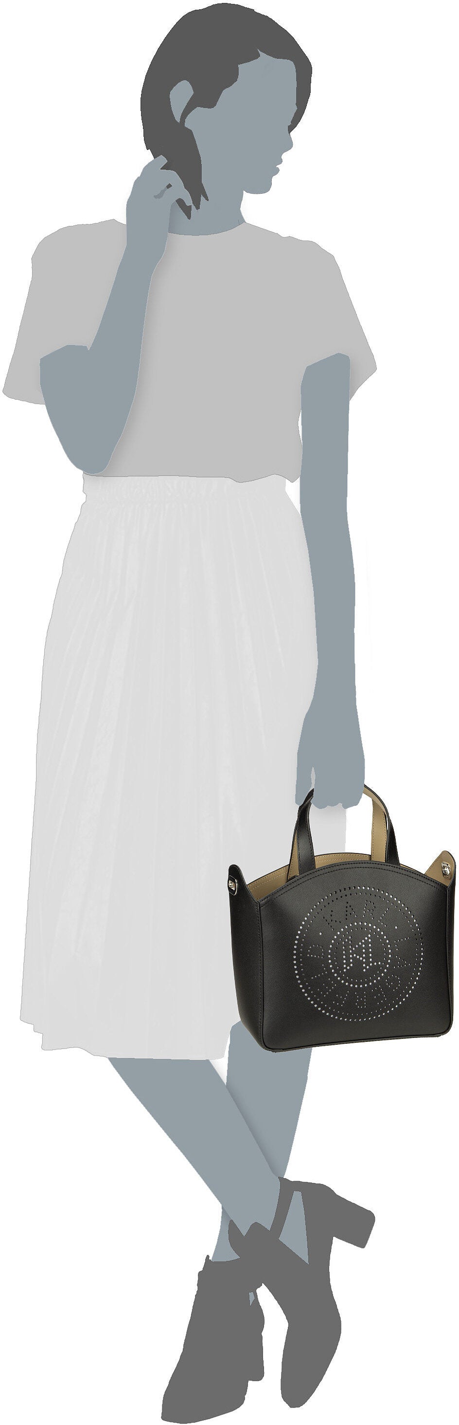 Karl Lagerfeld K/Circle SM Perforated 30058 Black Bolsa de mano – Vista Silueta
