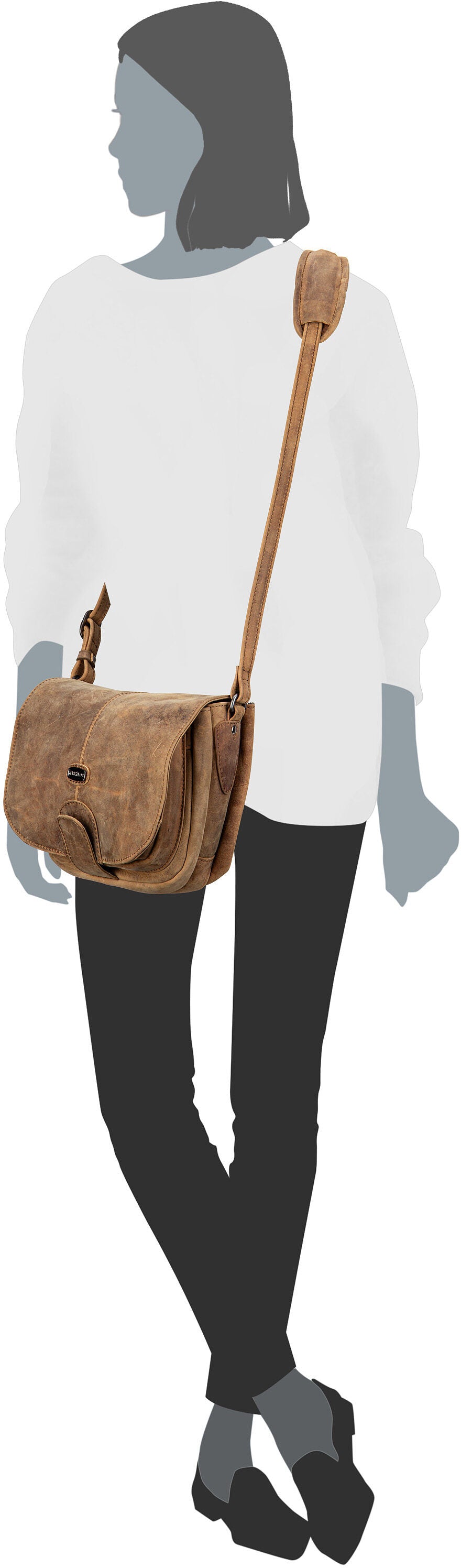 Harold's Antic 8450 Natur Saddle Bag – Silhouette View