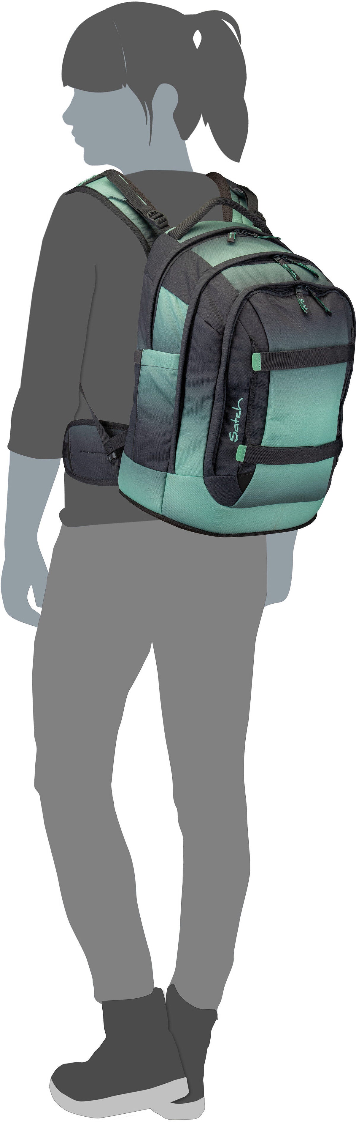satch satch Pack Seismic Blue School Bag – Silhouette View