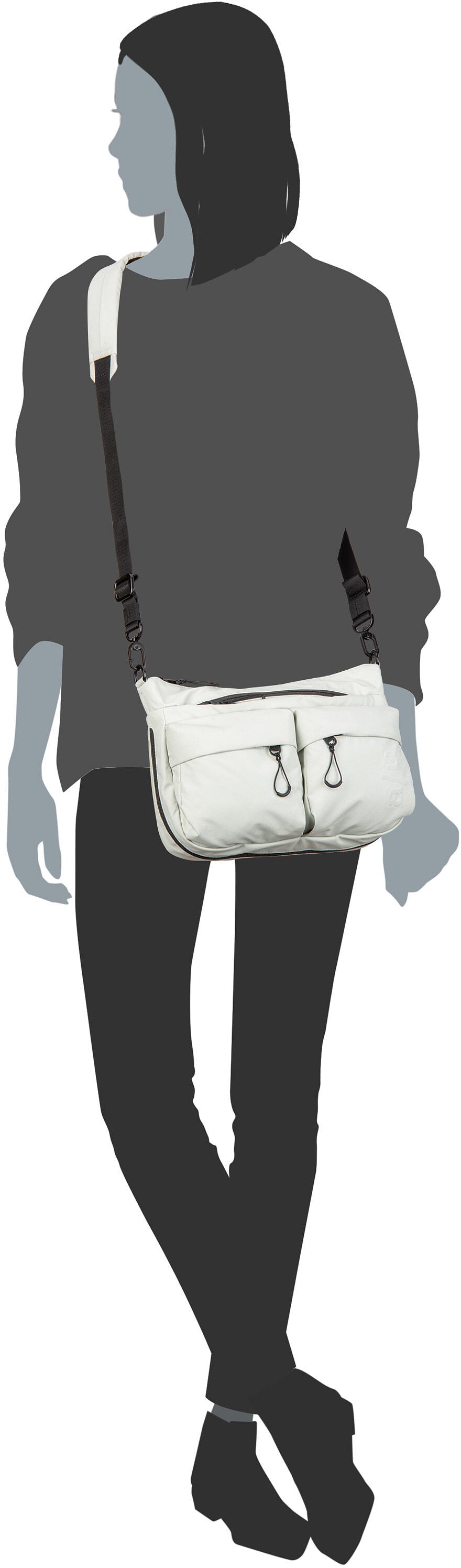 aunts & uncles Mogami RE lite Sage Green  Crossbody Bag – Silhouette View