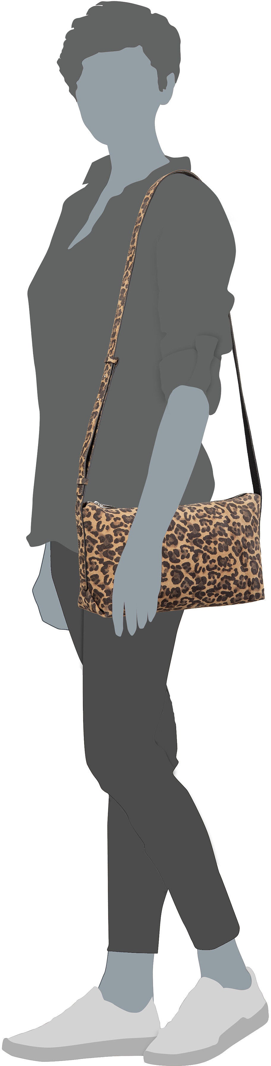 Liebeskind Berlin Elvira CB M Leo Suede Beige Crossbody Bag – Silhouette View