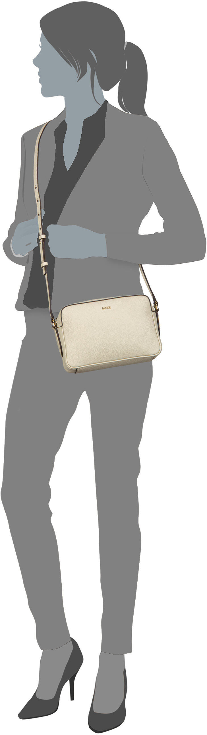 BOSS Lenah CB 50547733 Open White Bolso bandolera – Vista Silueta