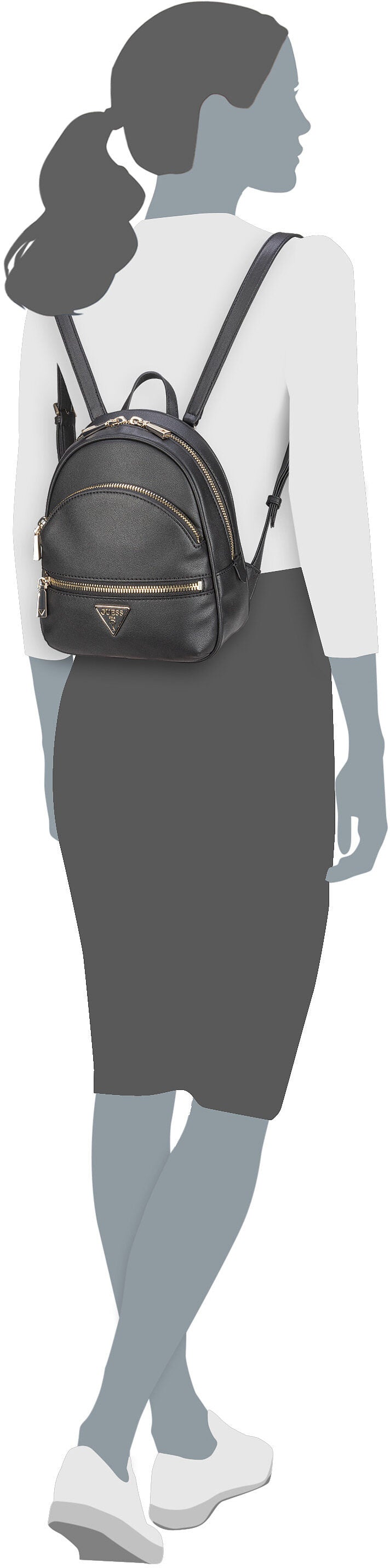 Guess Manhattan II BG Black Mochila – Vista Silueta