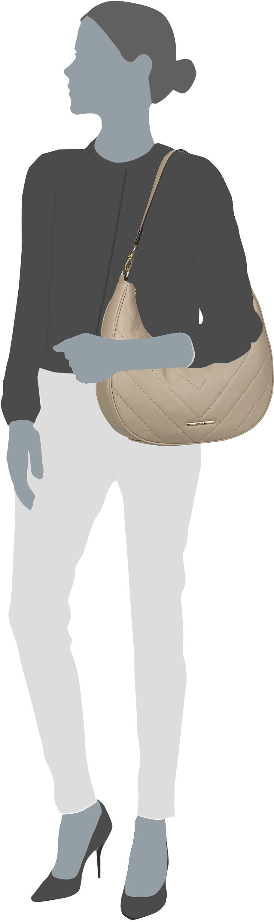 travelite Barbara Cozy HO Schwarz Hobo Bag – Silhouette View