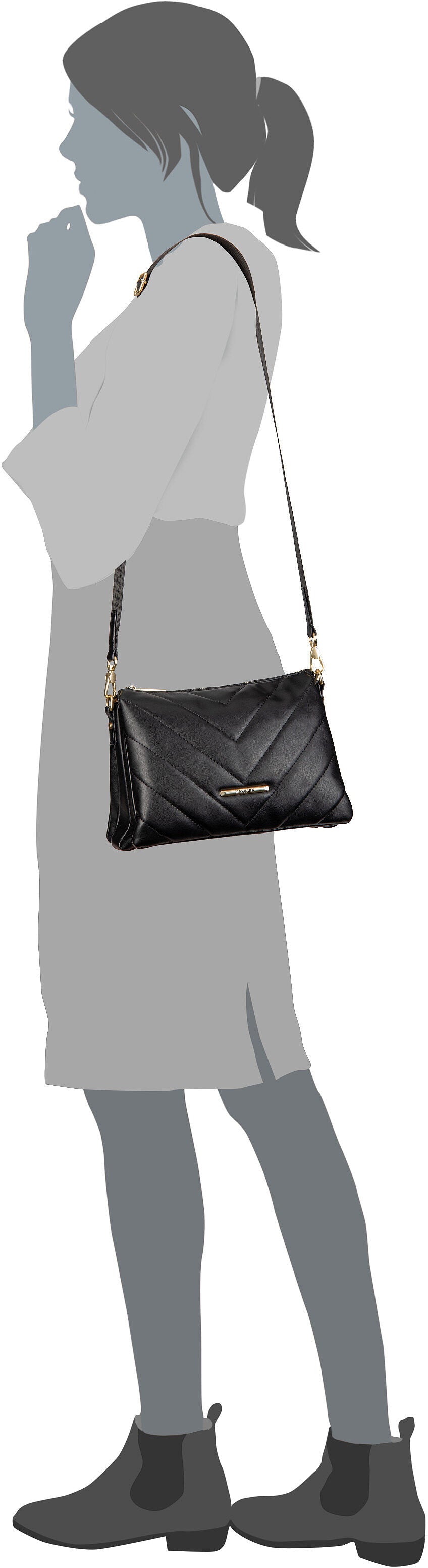 travelite Barbara Cozy CB Trio Schwarz Crossbody Bag – Silhouette View
