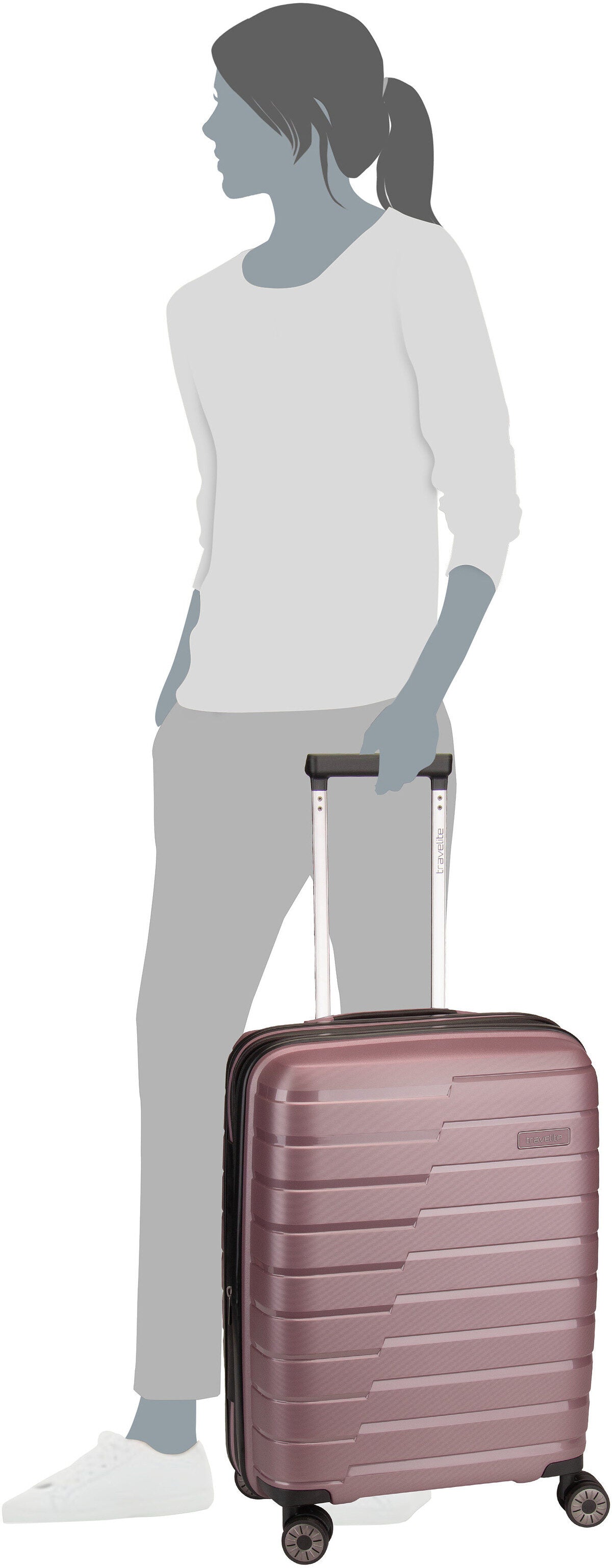 travelite Air Base 4-Rad Trolley S Exp Ice Blue Suitcase – Silhouette View