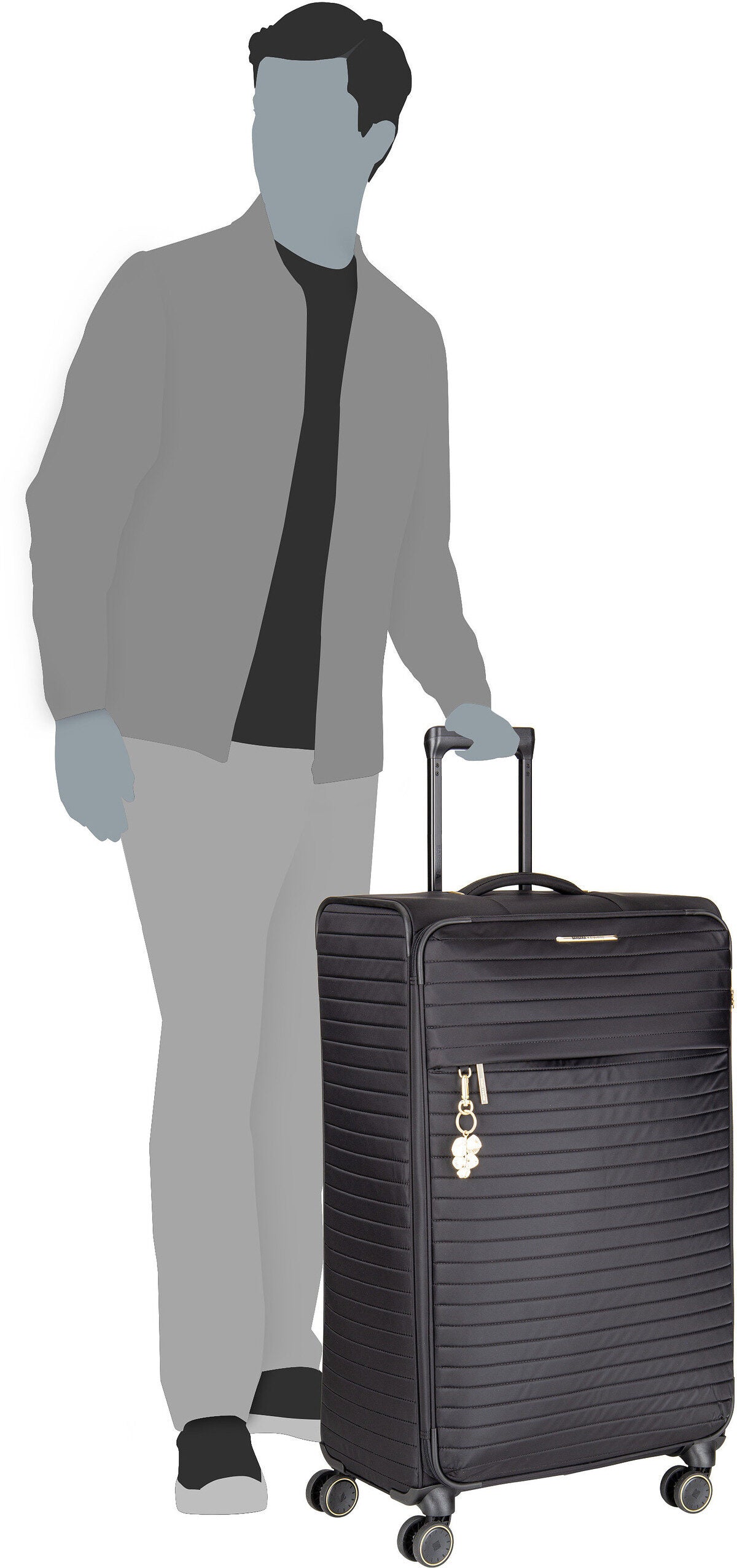 travelite Barbara Stepp 4W Trolley L Black Suitcase – Silhouette View