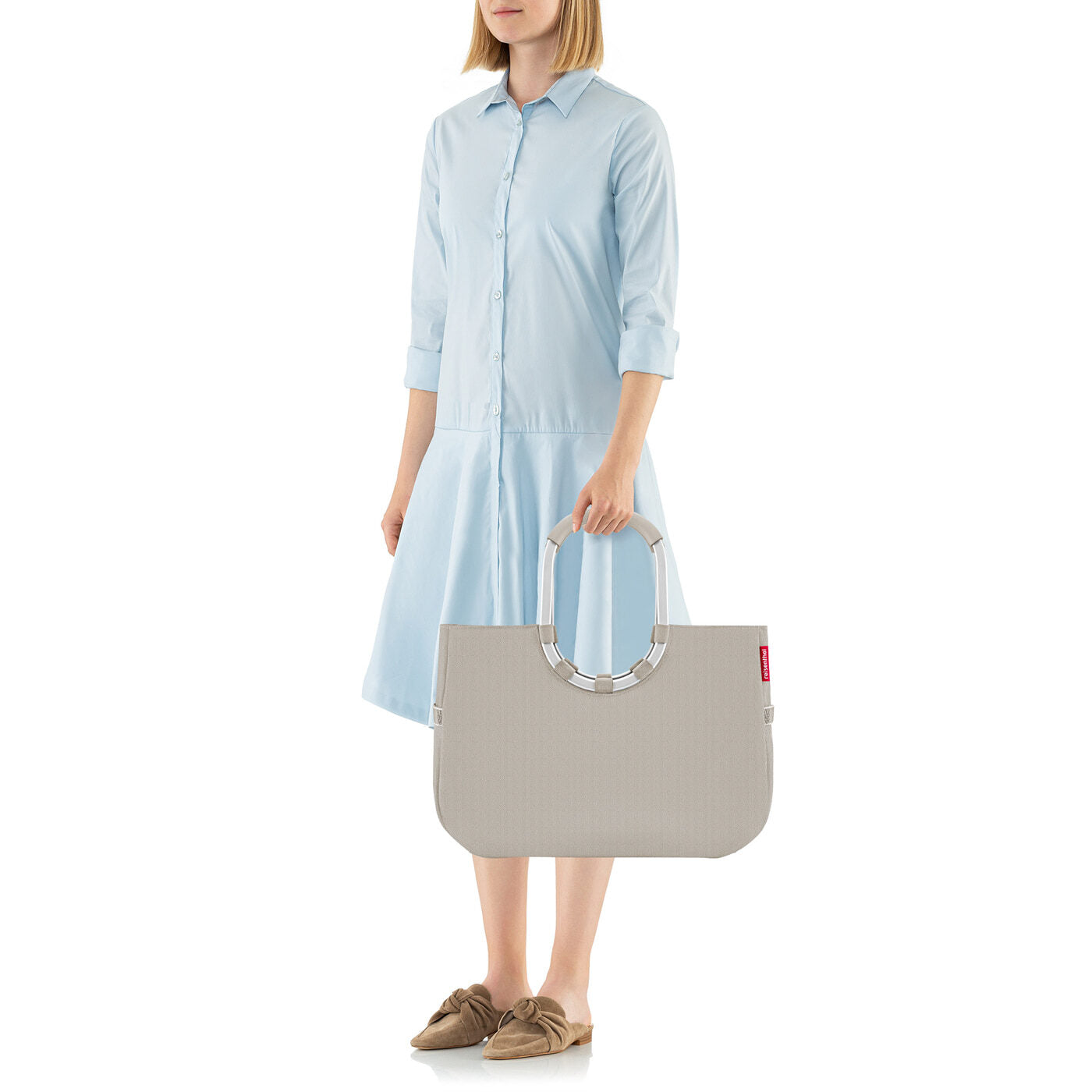 reisenthel loopshopper L Herringbone Sand Cesta de la compra – Vista Silueta