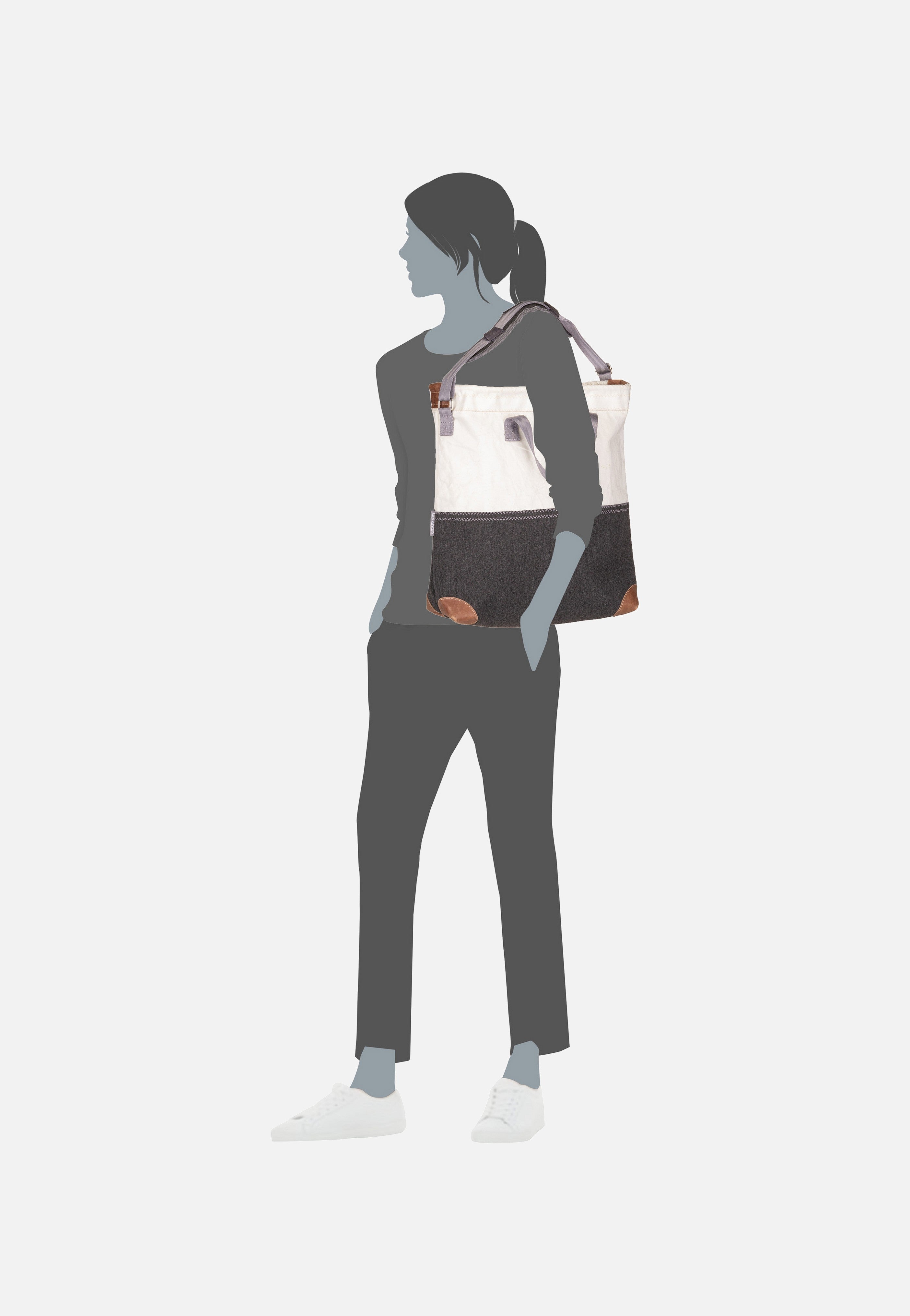 360Grad - Ahoi Weiß/Balken Graphit - Shopper | Neutral-Image