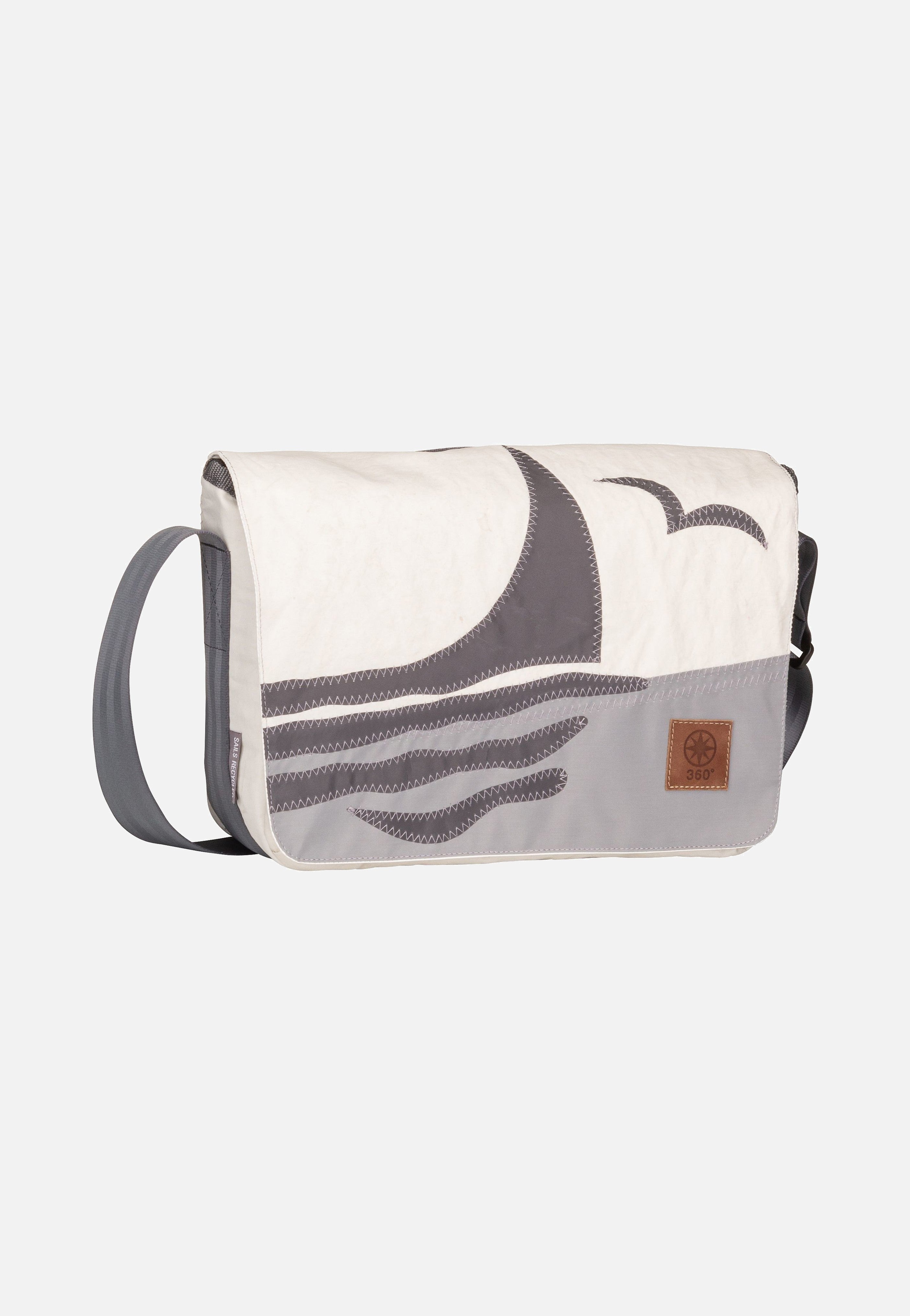 360Grad - Barkasse Mini Weiß/Balken Hellgrau/Segelboot - Messenger Bag | Neutral-Image