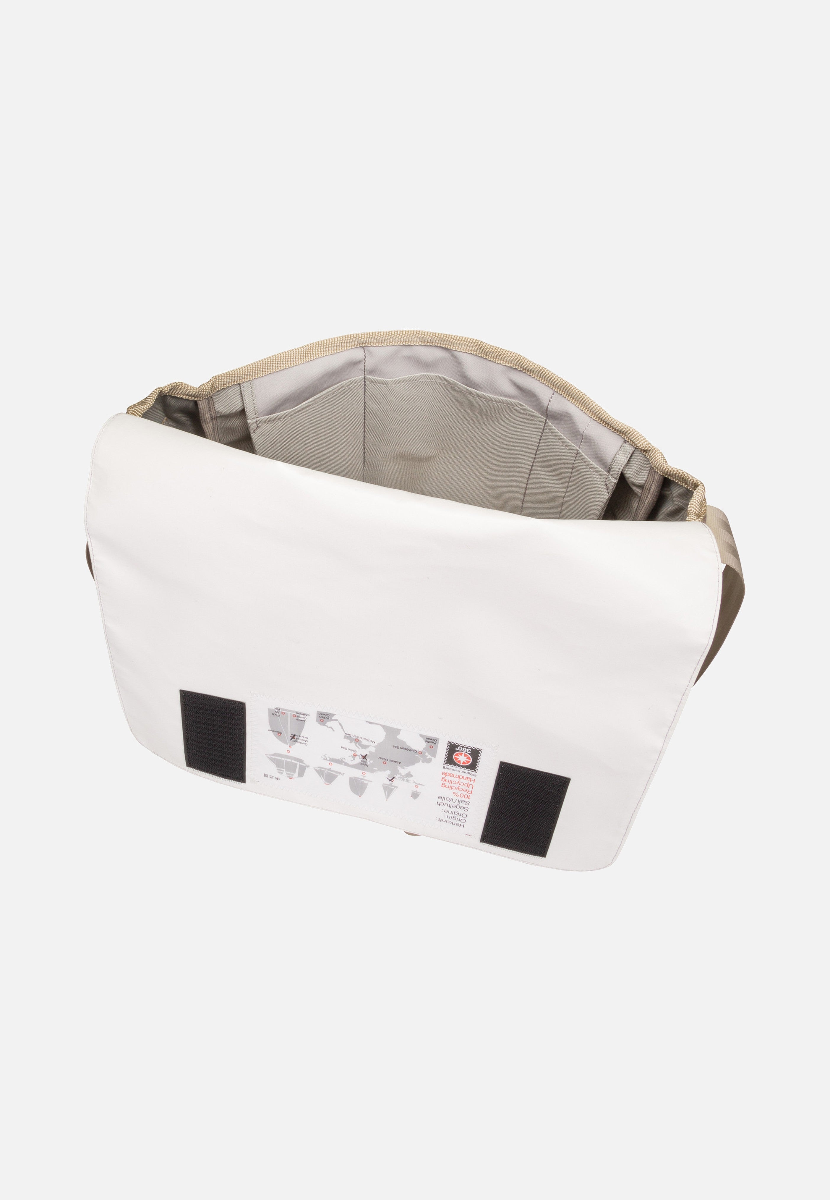 360Grad Barkasse Weiß/Balken Taupe Messenger Bag
