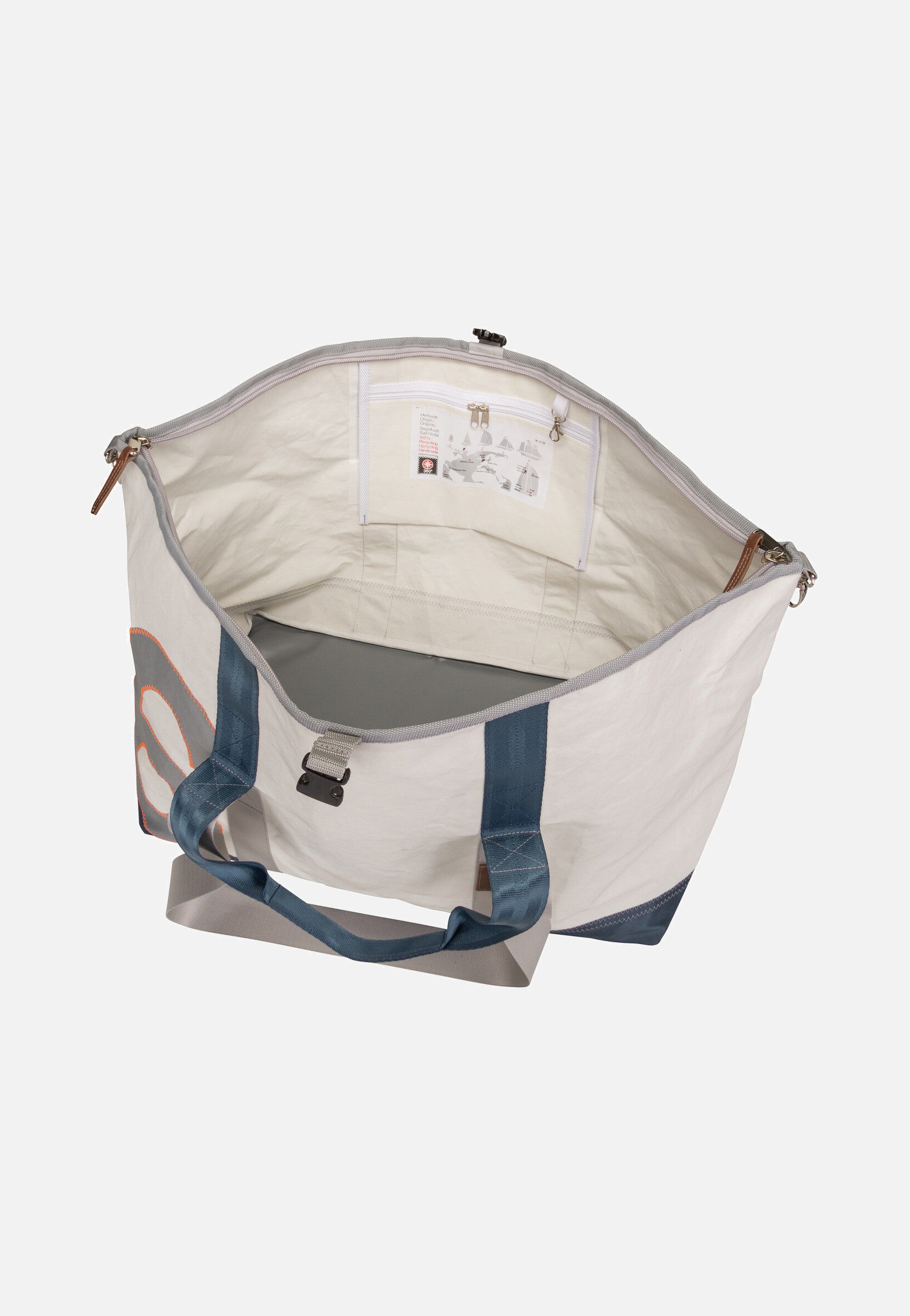 360Grad Kutter XL Weiß/Balken Blau/Zahl Hellgrau Dufflebag