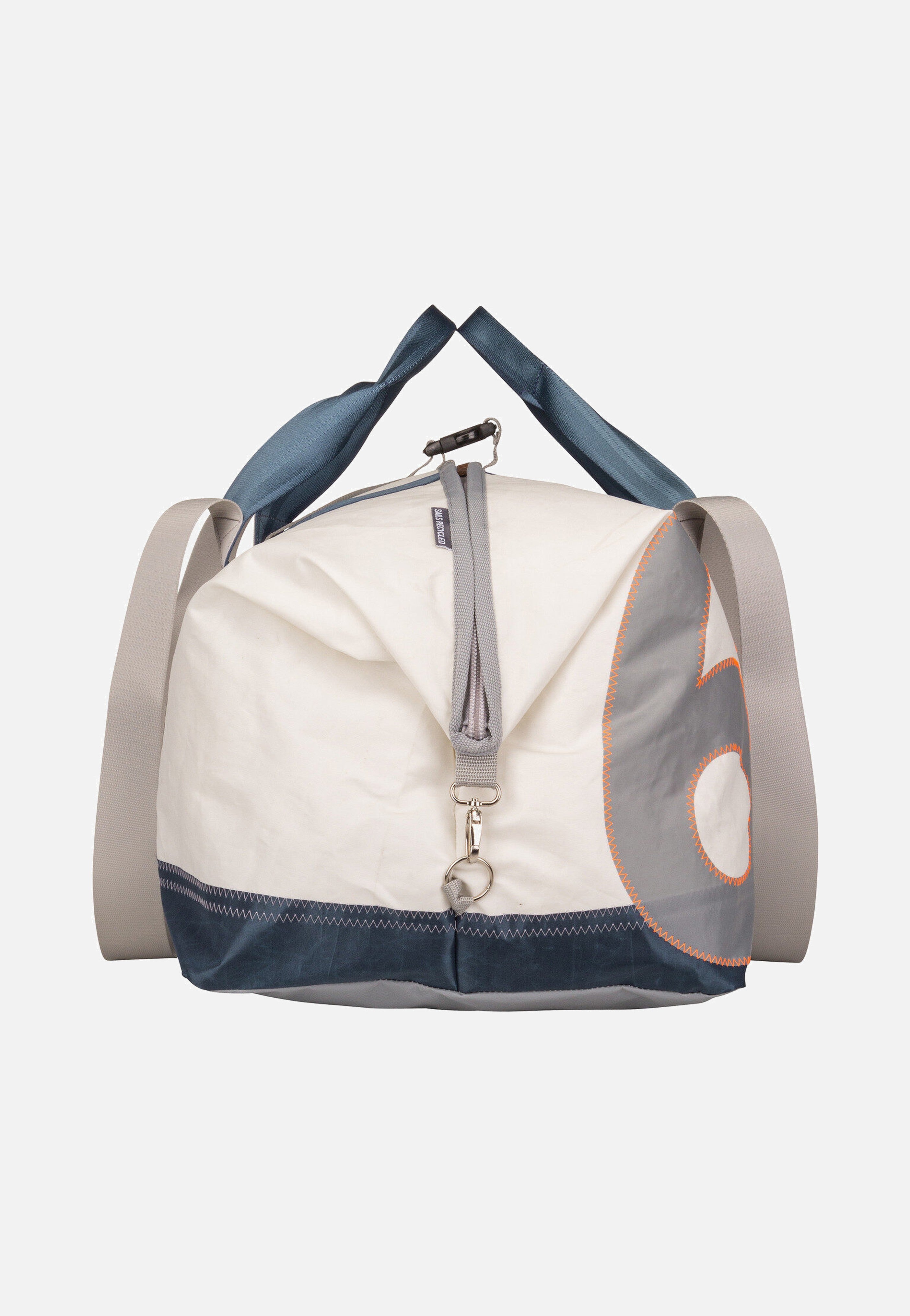 360Grad Kutter XL Weiß/Balken Blau/Zahl Hellgrau Dufflebag
