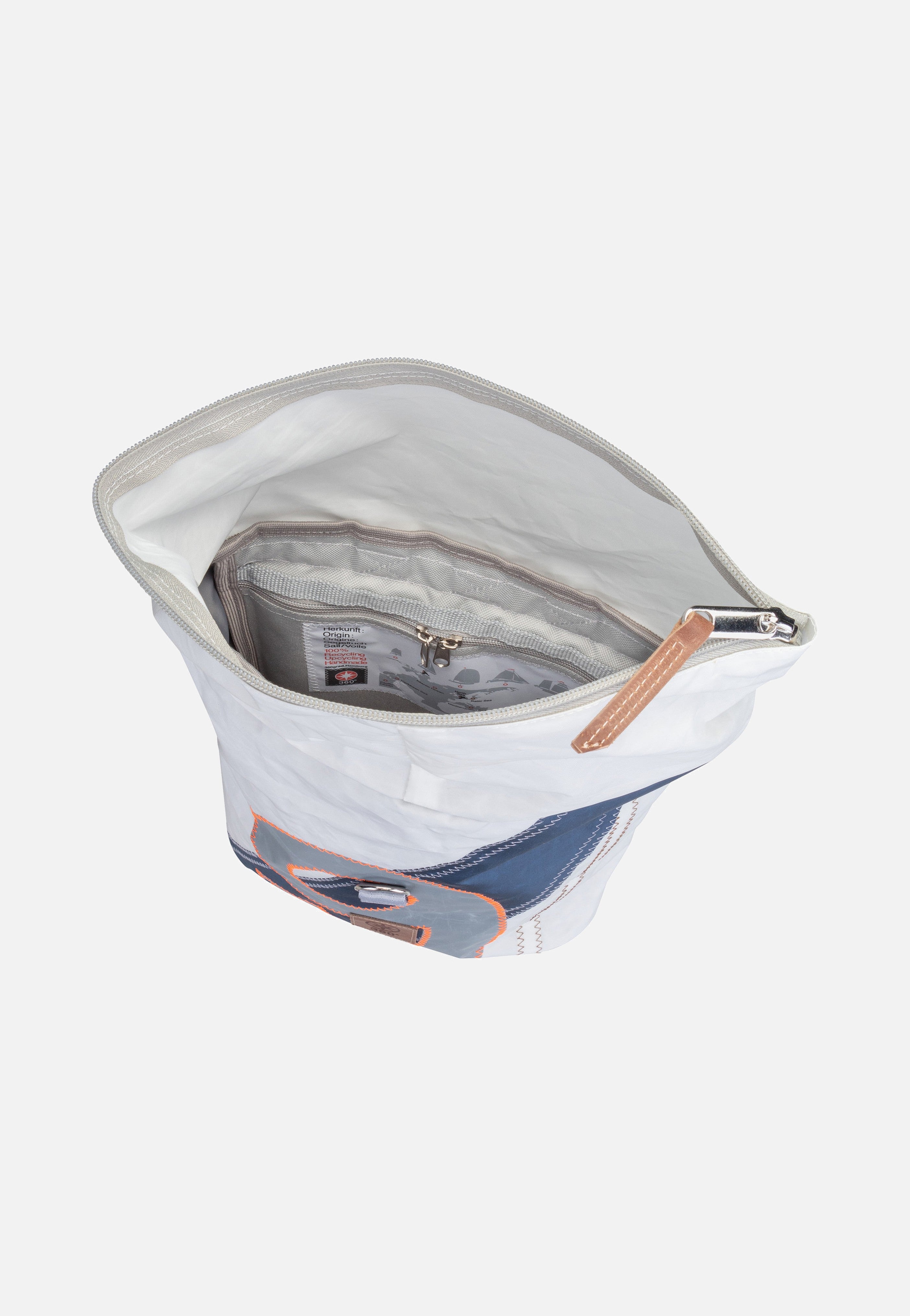 360Grad Möwe Weiß/Streifen Blau/Zahl Grau Backpack