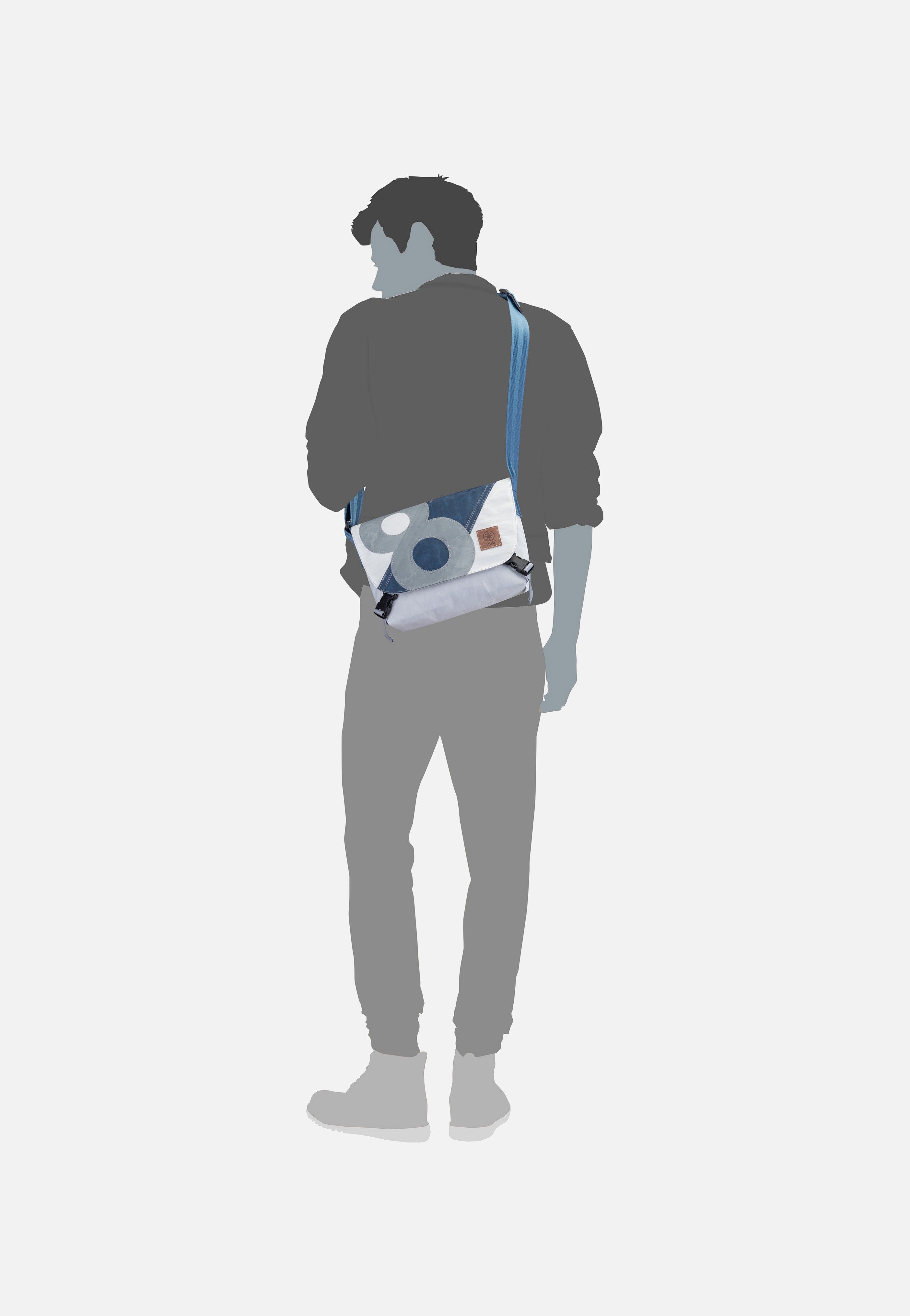 360Grad Törn Weiß/Streifen Blau/Zahl Grau Messenger Bag