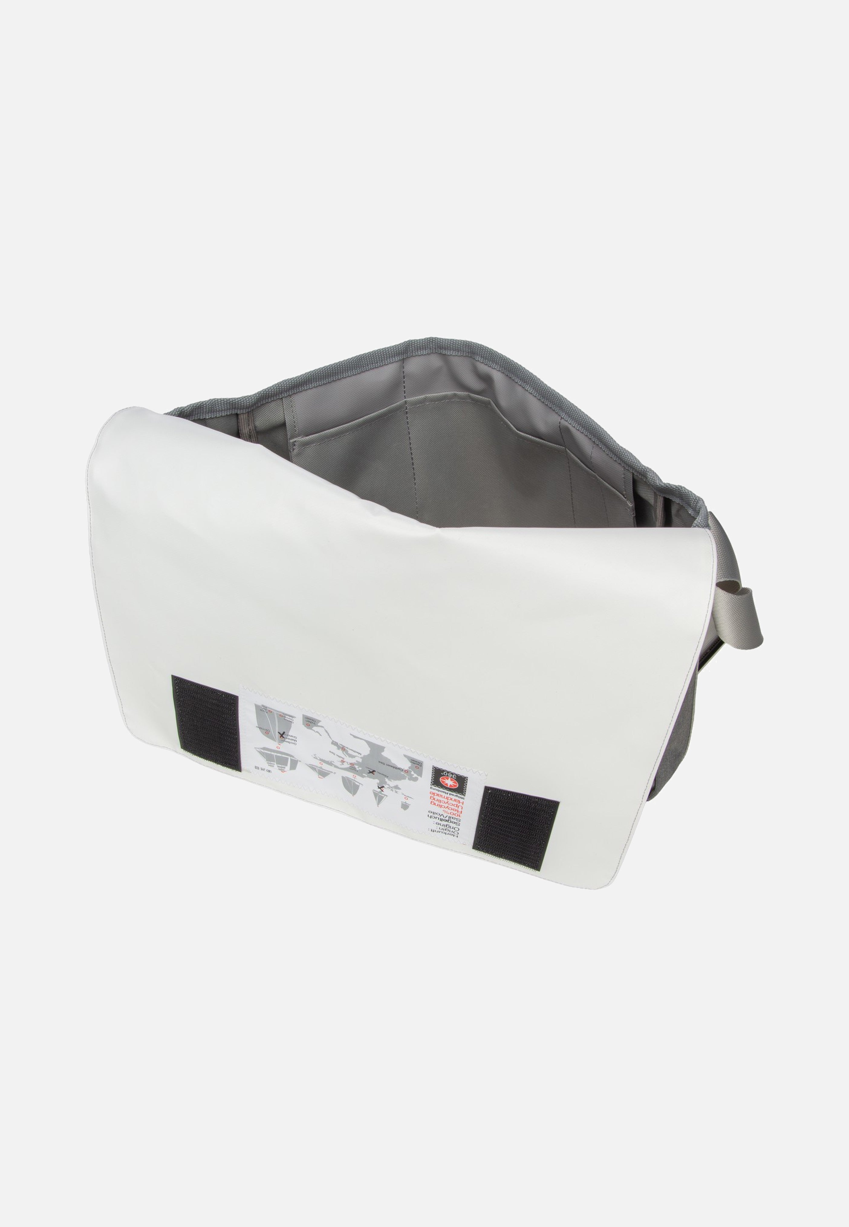 360Grad Barkasse Weiss/Petrol/Zahl Hellgrau Messenger Bag